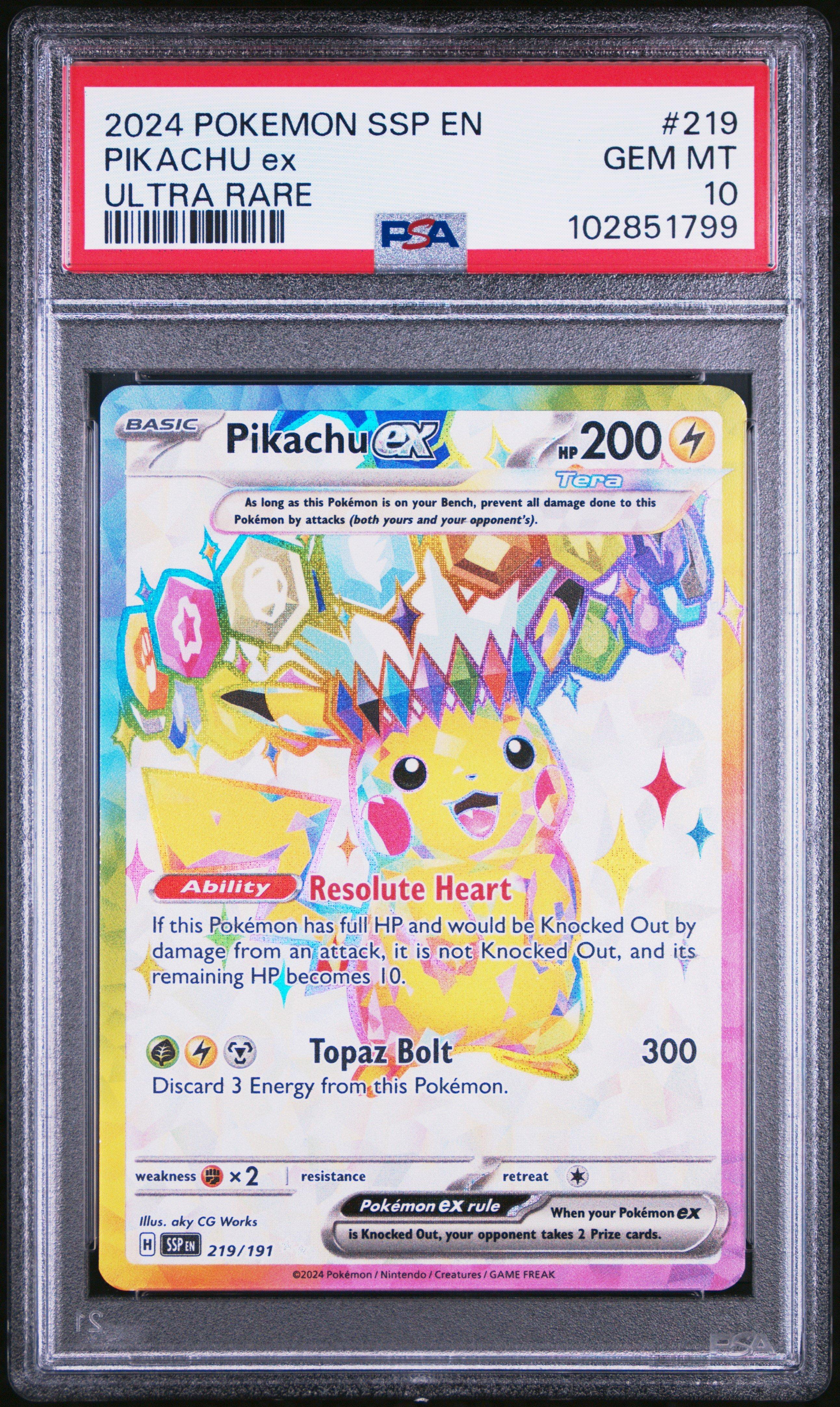 2024 Pokemon Ssp En-surging Sparks 219 Pikachu Ex Ultra Rare PSA