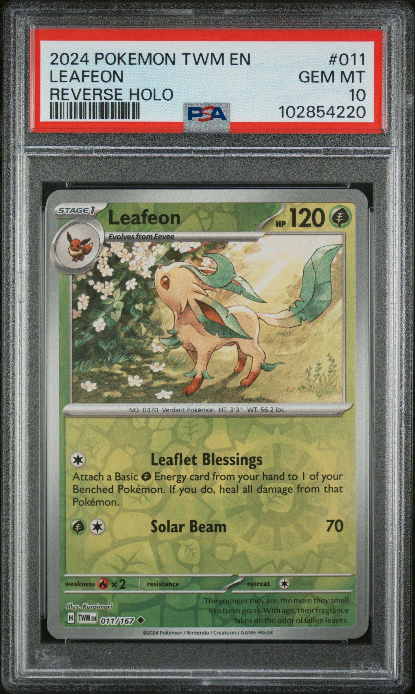 2024 Pokemon Twm En-twilight Masquerade 011 Leafeon Reverse Holo PSA 10
