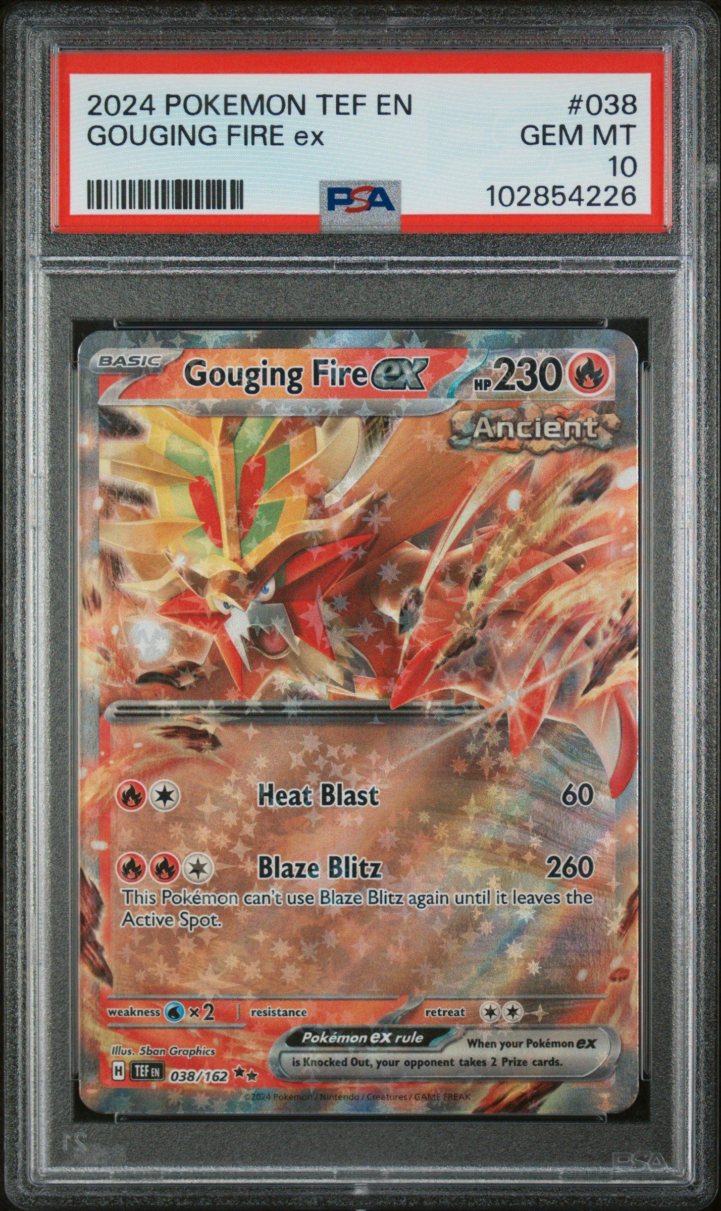 2024 Pokemon Tef En-temporal Forces 038 Gouging Fire Ex PSA 10