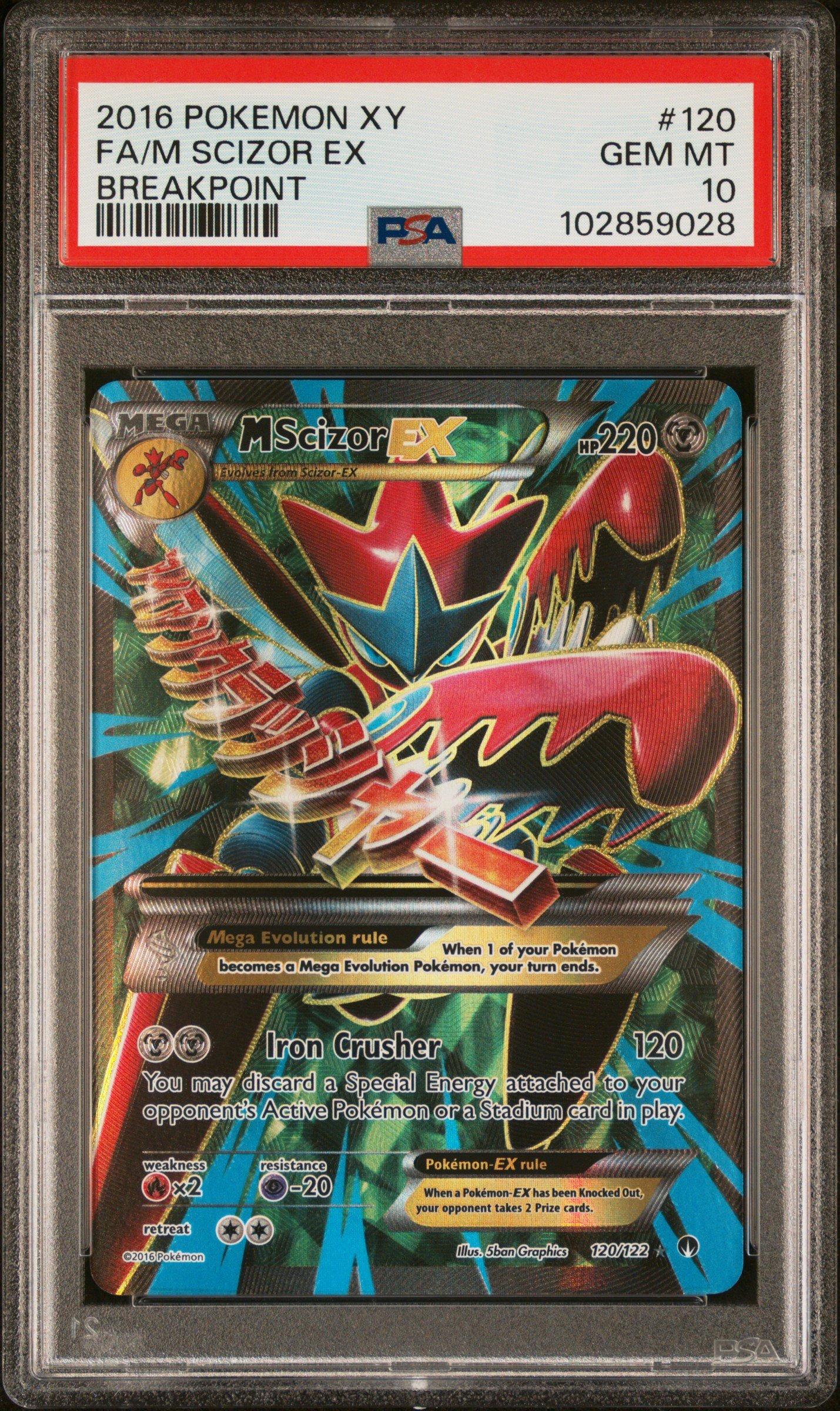 2016 Pokemon Xy Breakpoint 120 Full Art/m Scizor Ex PSA 10 Graded