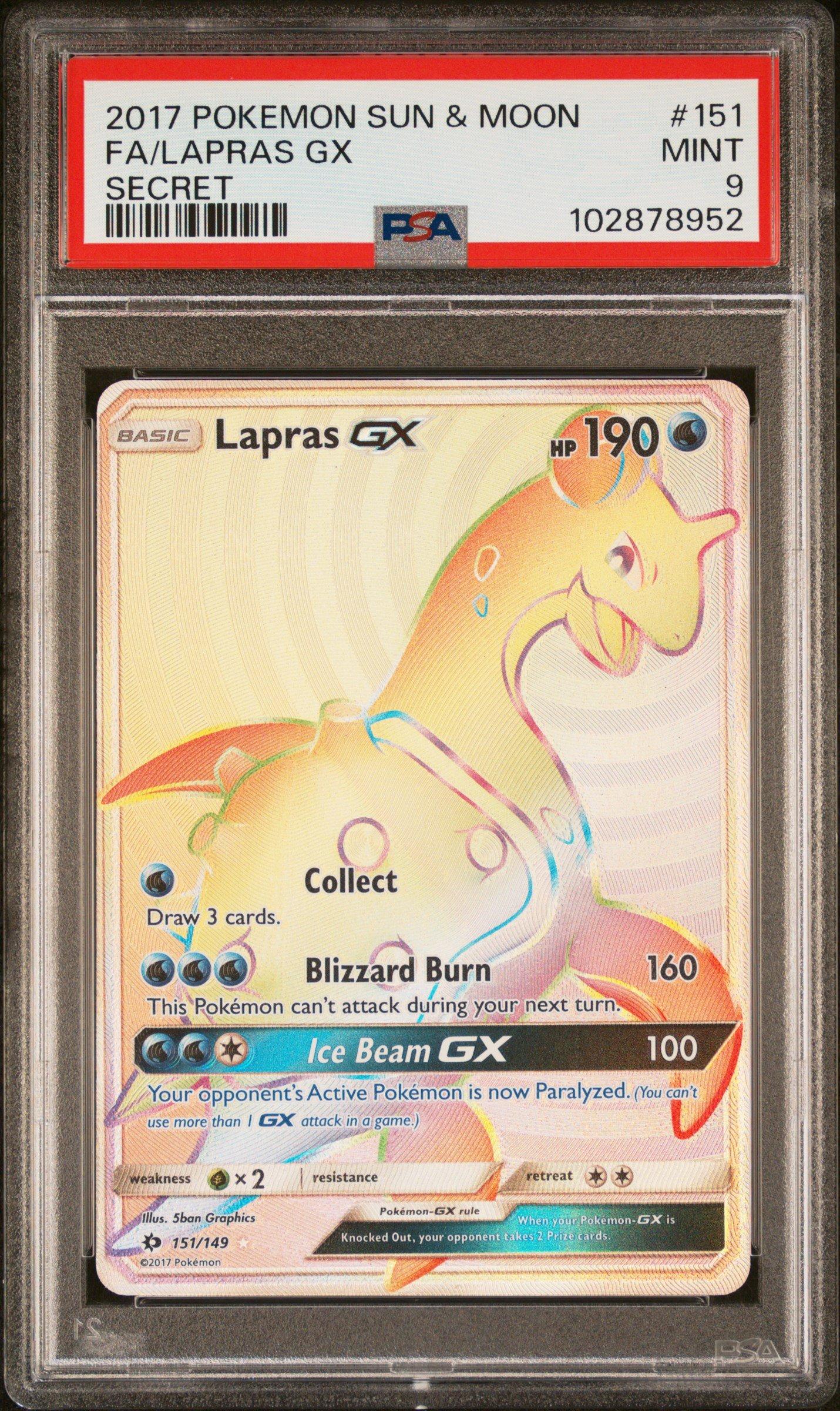 2017 Pokemon Sun & Moon 151 Full Art/lapras Gx Secret PSA