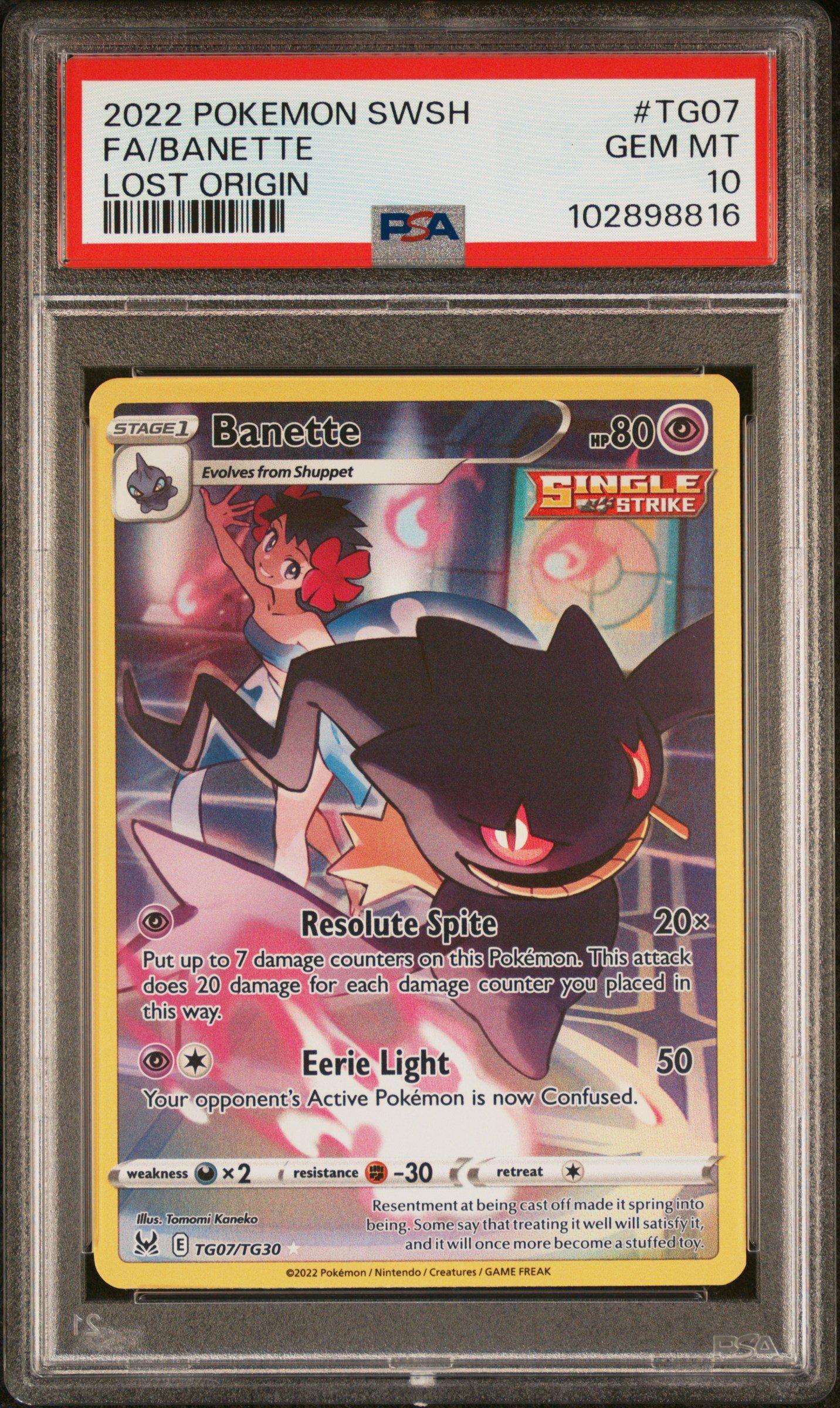 2022 Pokemon Sword & Shield Lost Origin Tg07 Full Art/banette PSA