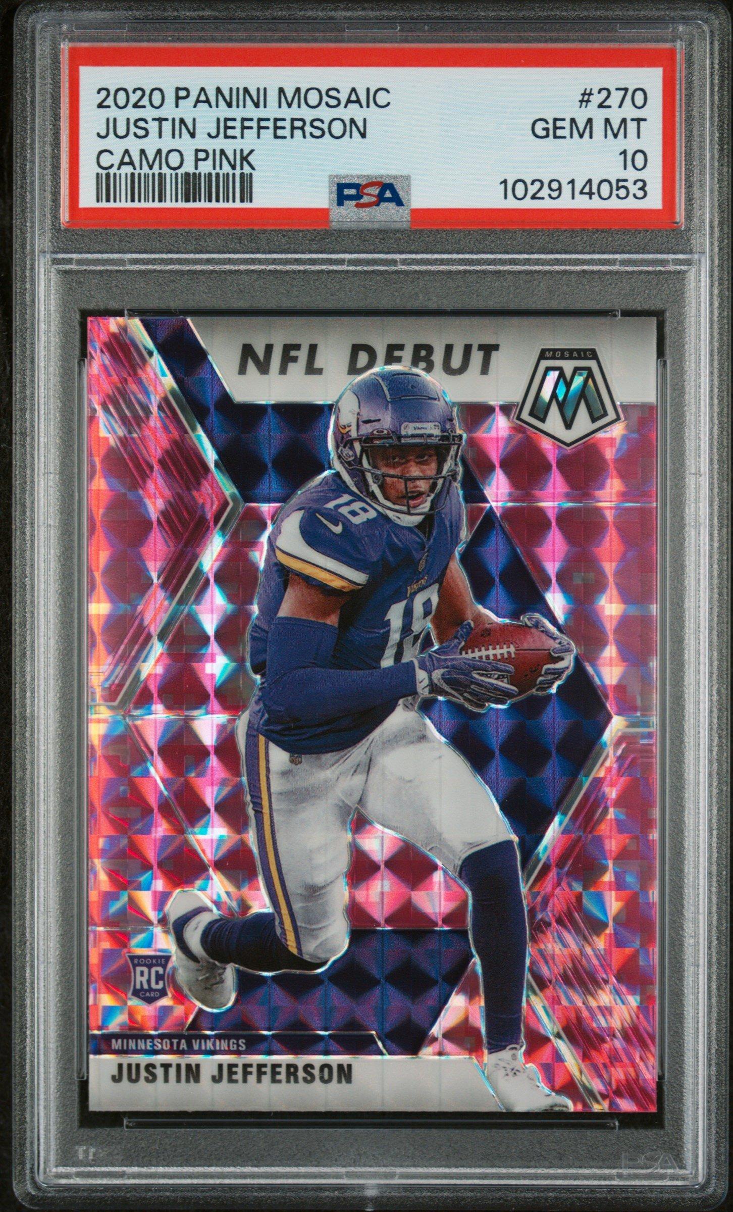 2020 Panini Mosaic Justin Jefferson Camo Pink PSA