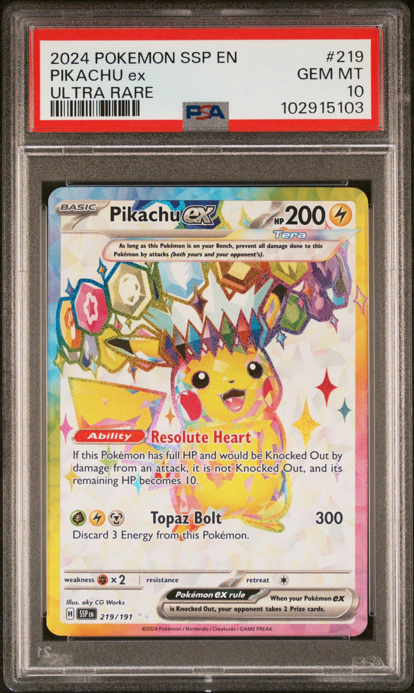 2024 Pokemon Ssp En-surging Sparks 219 Pikachu Ex Ultra Rare PSA