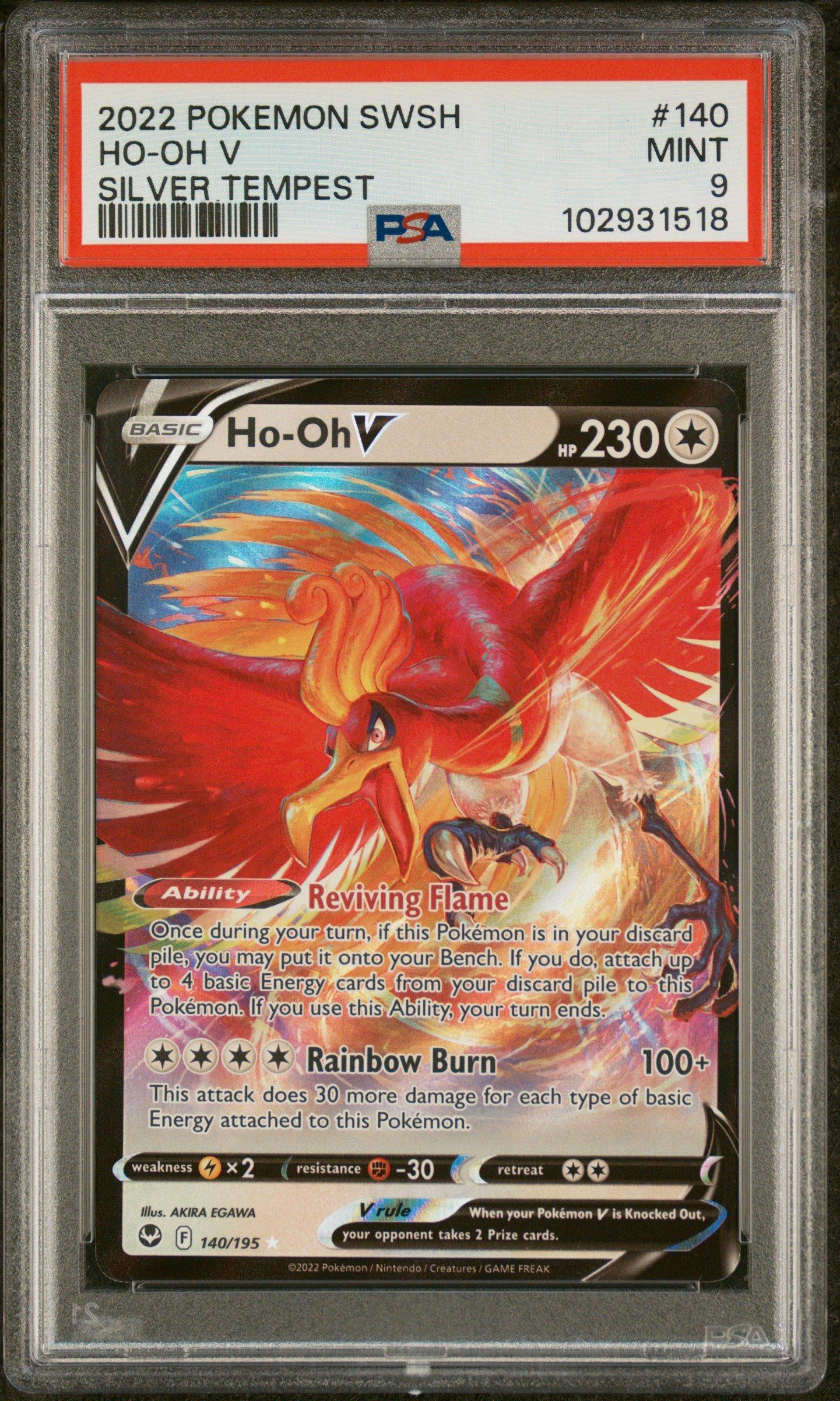 2022 Pokemon Sword & Shield Silver Tempest 140 Ho-oh V PSA