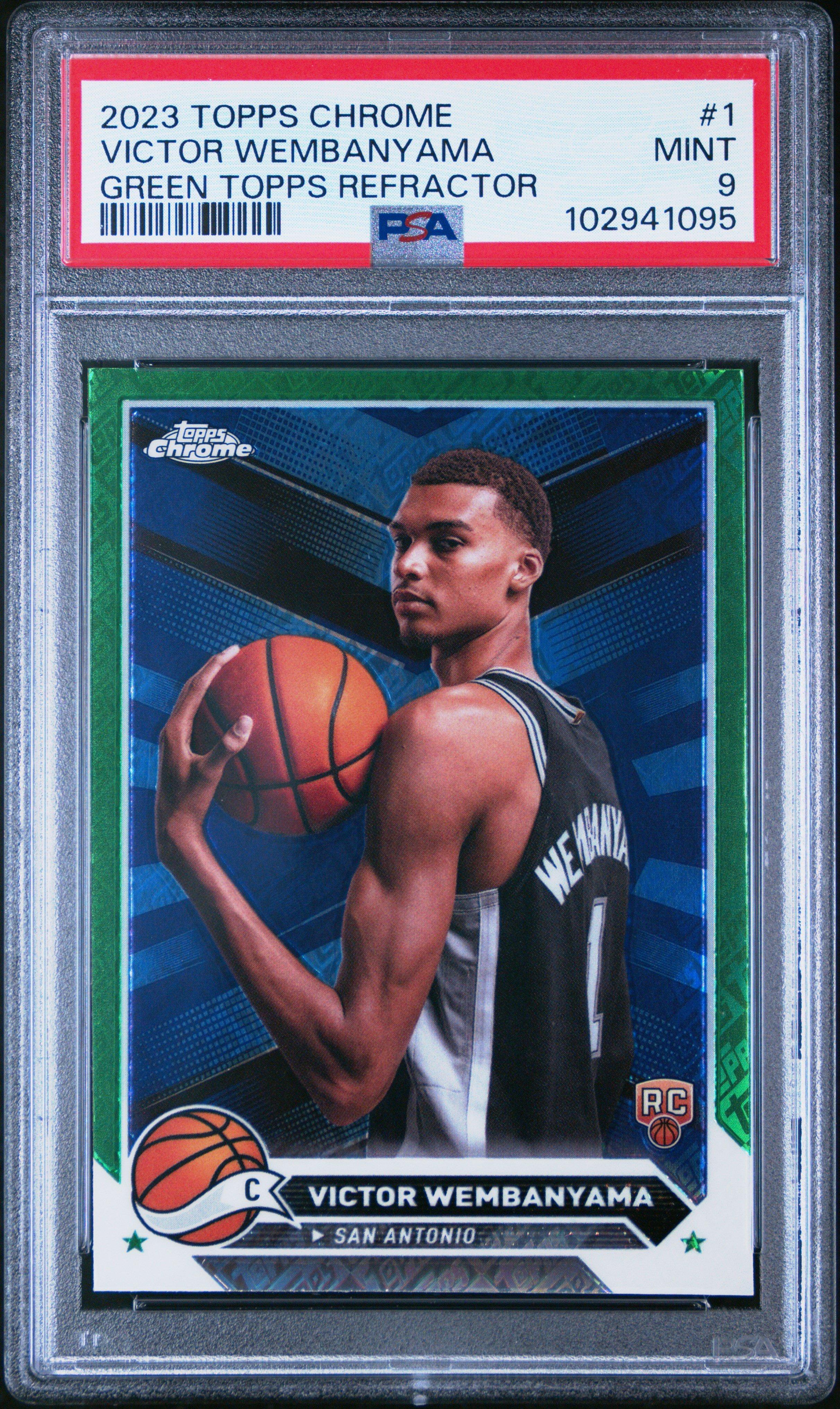 2023 Topps Chrome 1 Victor Wembanyama Green Topps Refractor PSA