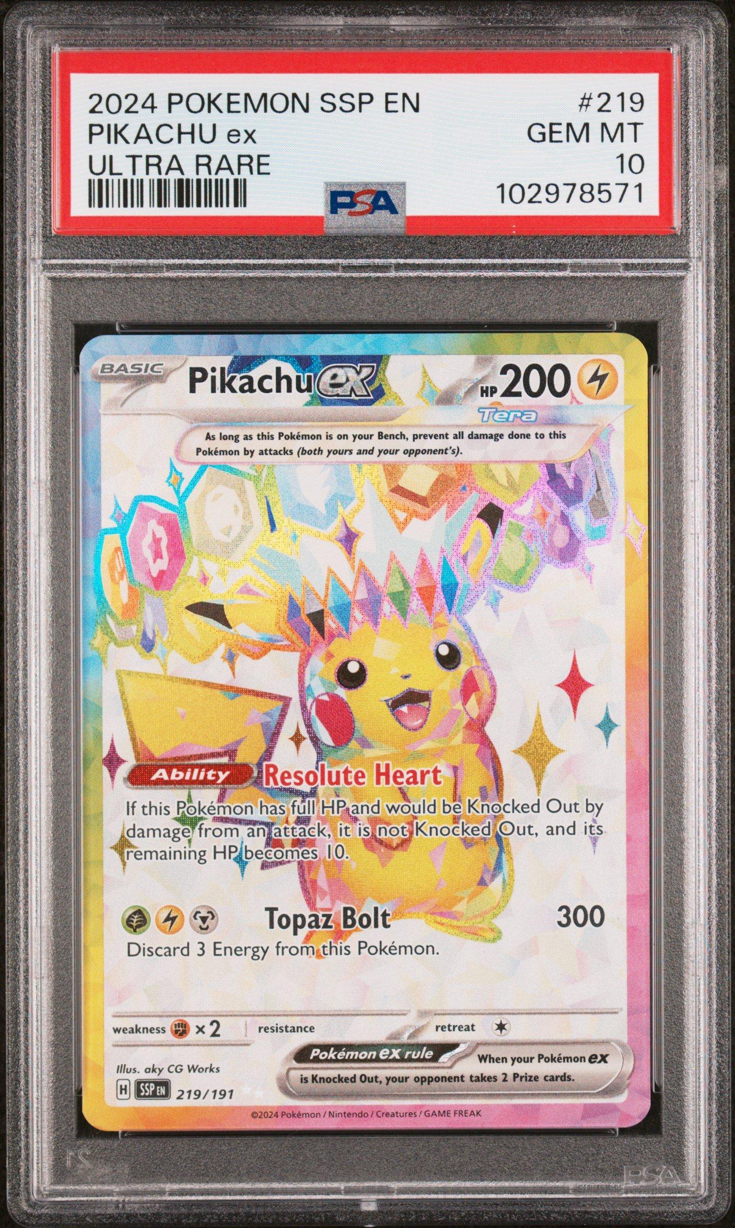 2024 Pokemon Ssp En-surging Sparks 219 Pikachu Ex Ultra Rare PSA