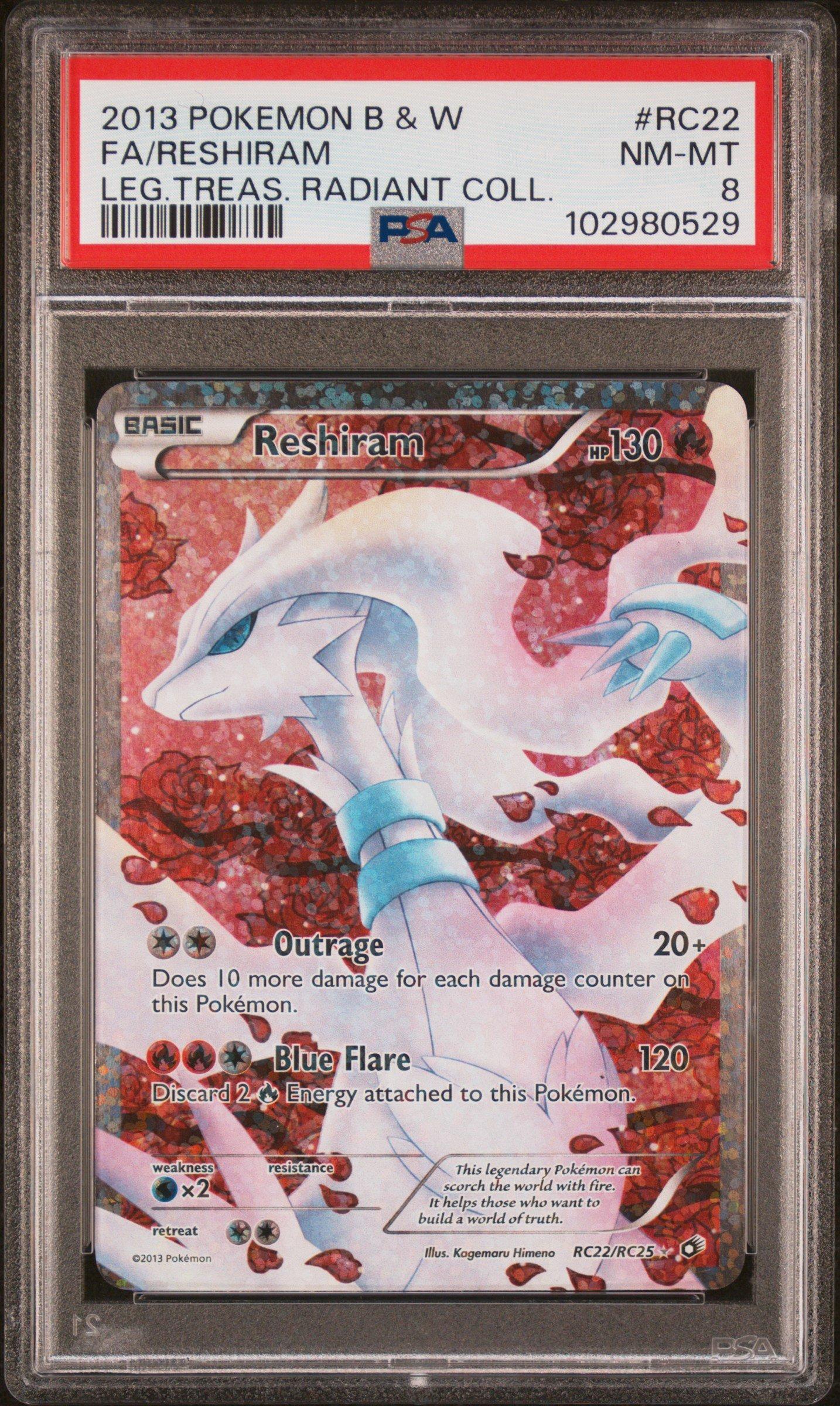2013 Pokemon Black & White Legendary Treasures Radiant Collection Rc22 Full Art/reshiram PSA