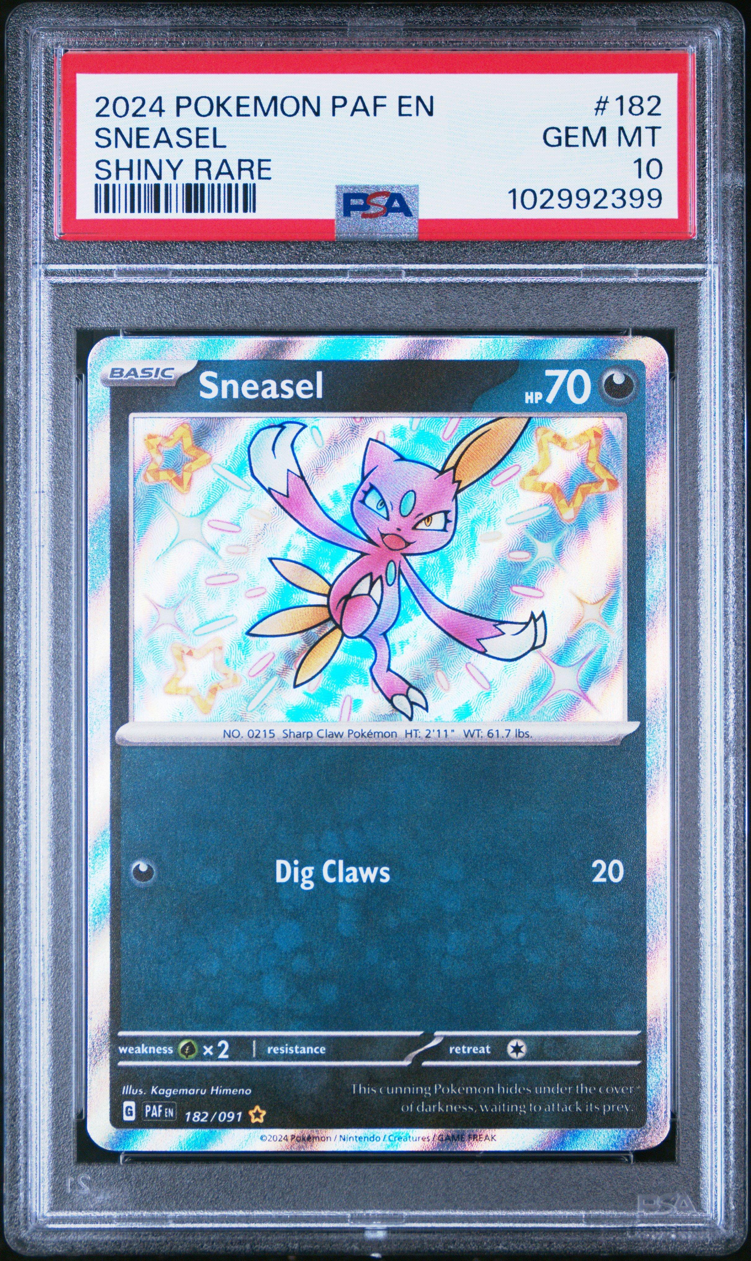 2024 Pokemon Paf En-paldean Fates 182 Sneasel Shiny Rare PSA 10