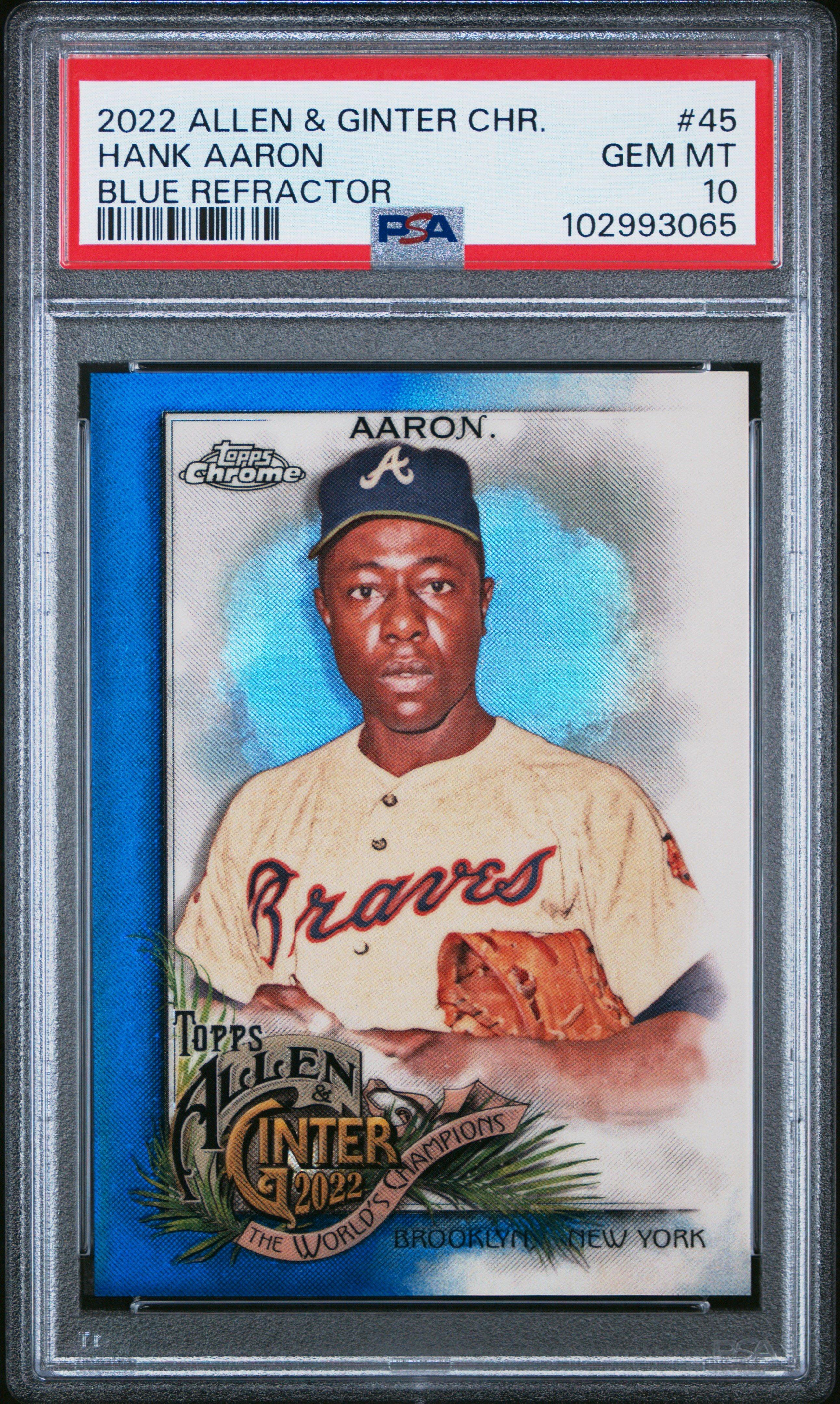 PSA10アーロン #042 7593 2022 Topps Allen & Ginter Chrome 45 Hank Aaron Blue Refractor PSA