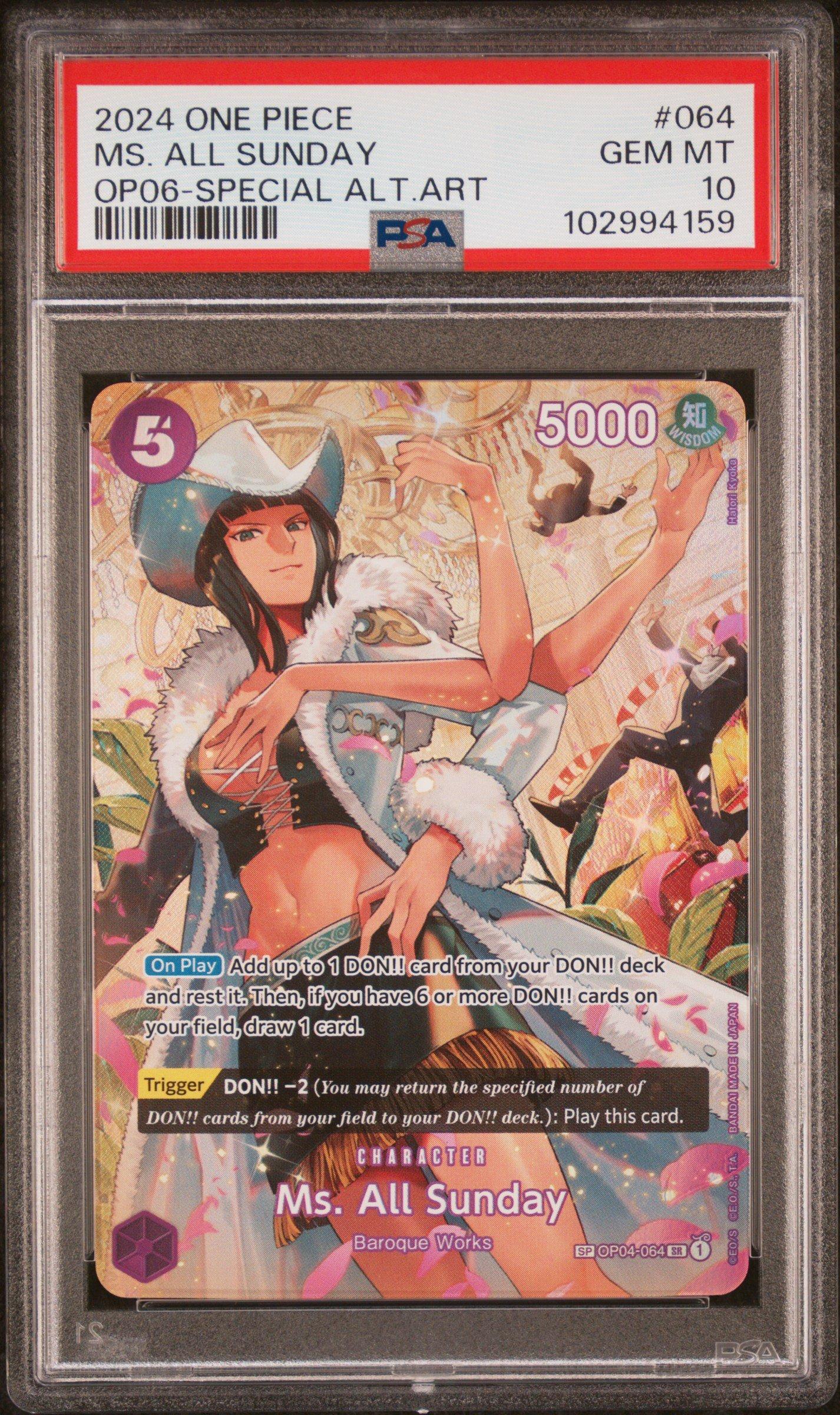 2024 One Piece Op06-wings Of The Captain 064 Ms. All Sunday Special Alternate Art PSA 10