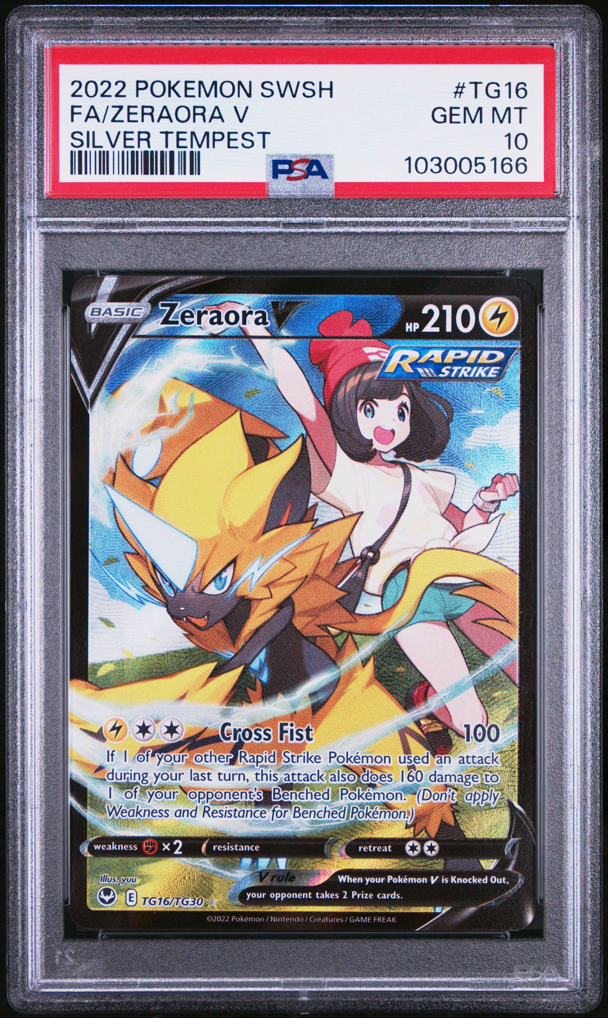 2022 Pokemon Sword & Shield Silver Tempest Tg16 Full Art/zeraora V PSA