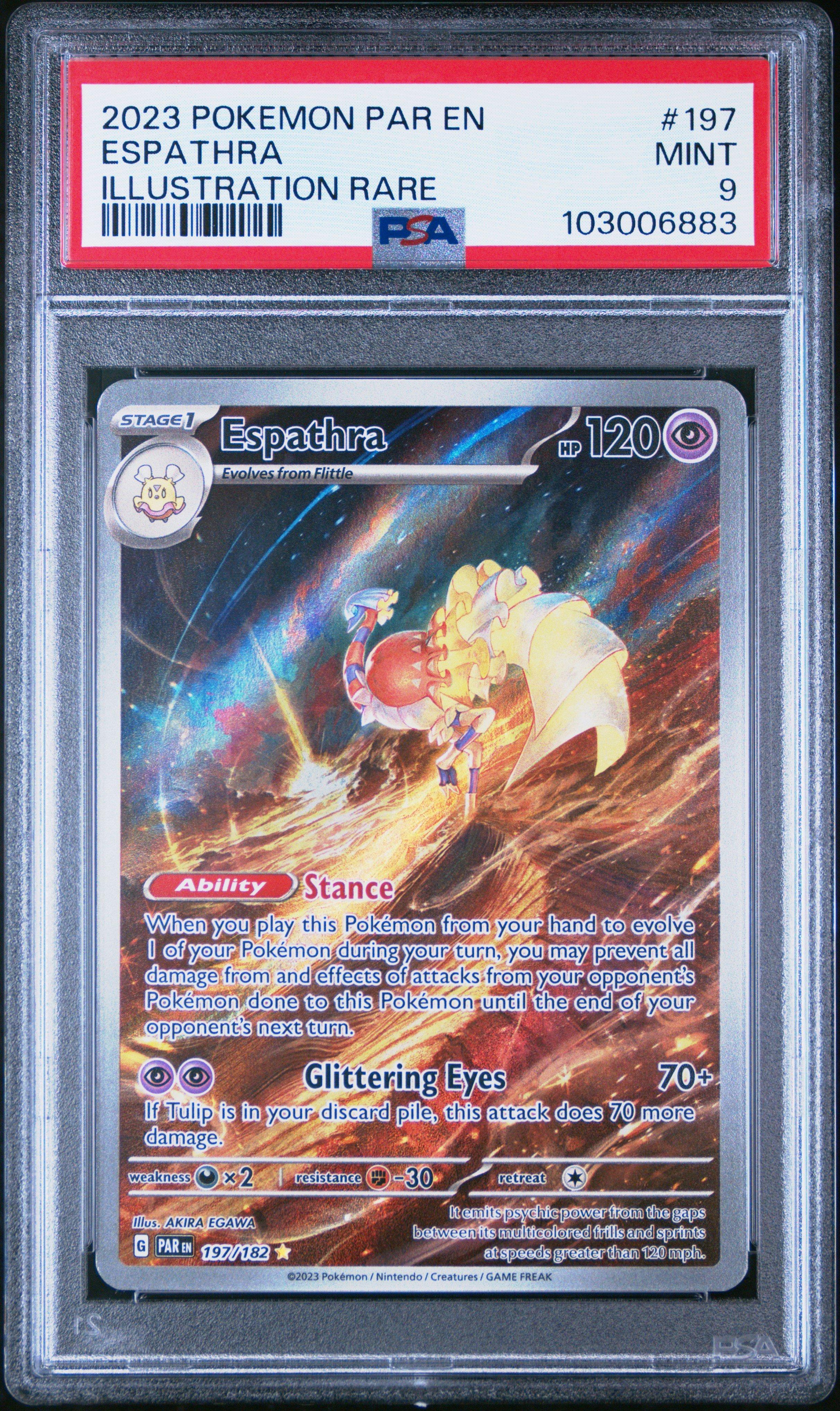 2023 Pokemon Par En-paradox Rift 197 Espathra Illustration Rare PSA