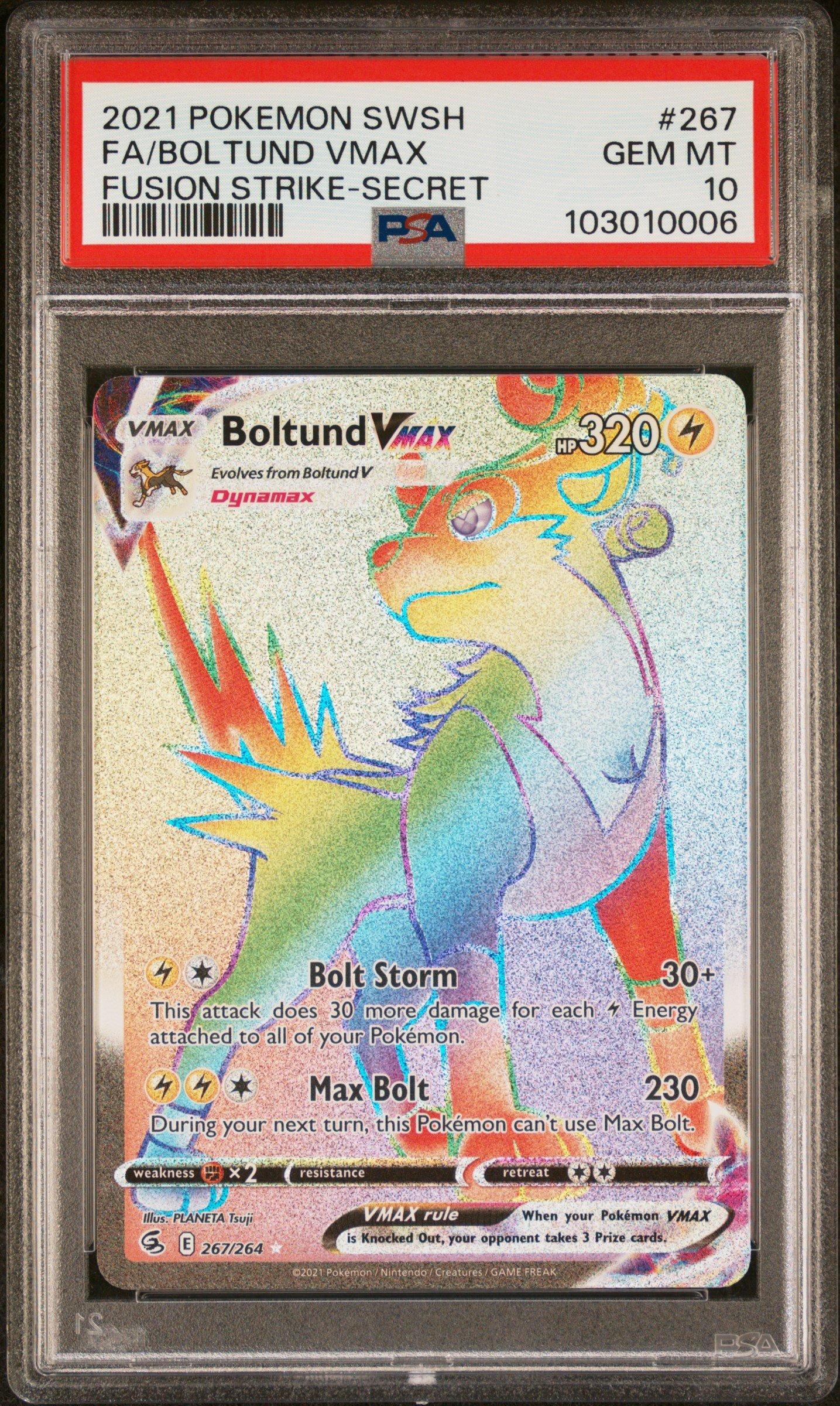 2021 Pokemon Sword & Shield Fusion Strike 267 Full Art/boltund Vmax Secret PSA 10