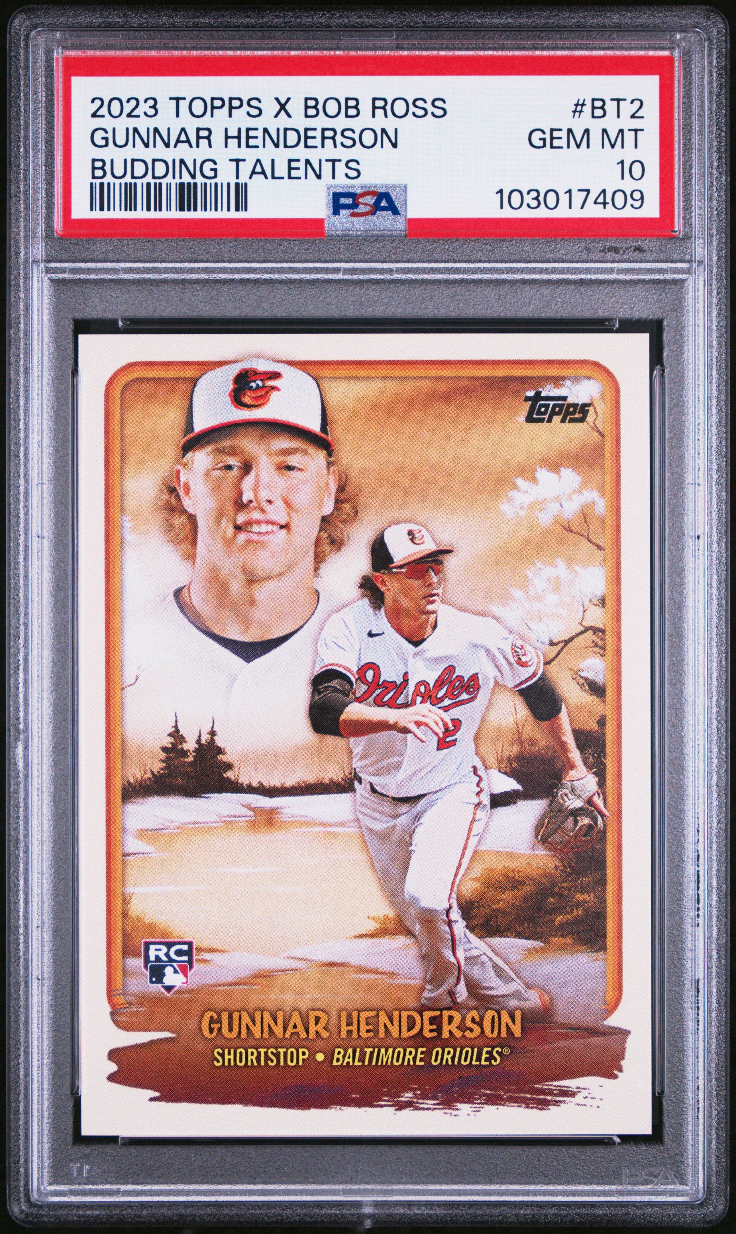 2023 Topps X Bob Ross The Joy Of Baseball Budding Talents Bt2 Gunnar Henderson PSA 10