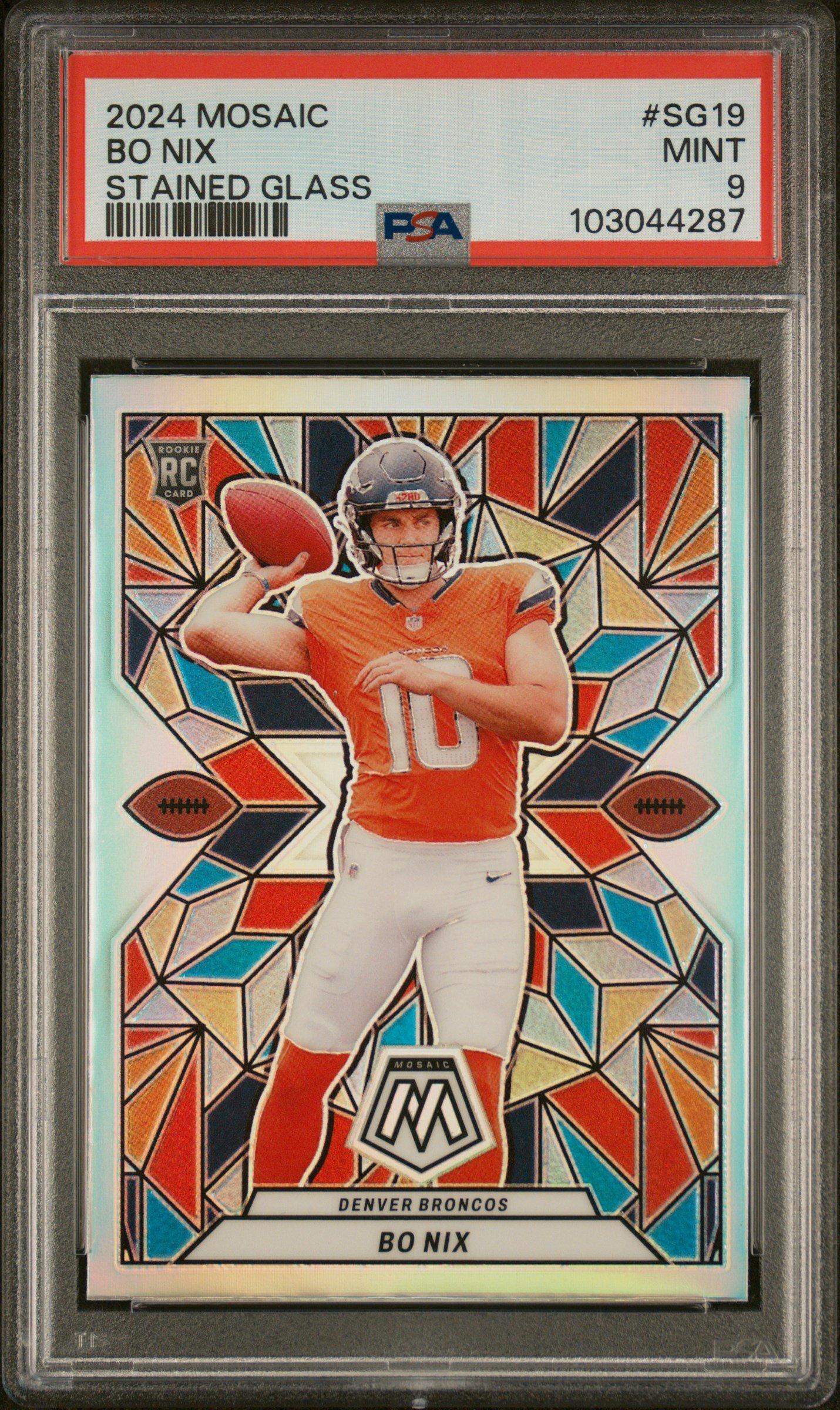 2024 Panini Mosaic Stained Glass Sg19 Bo Nix PSA 9