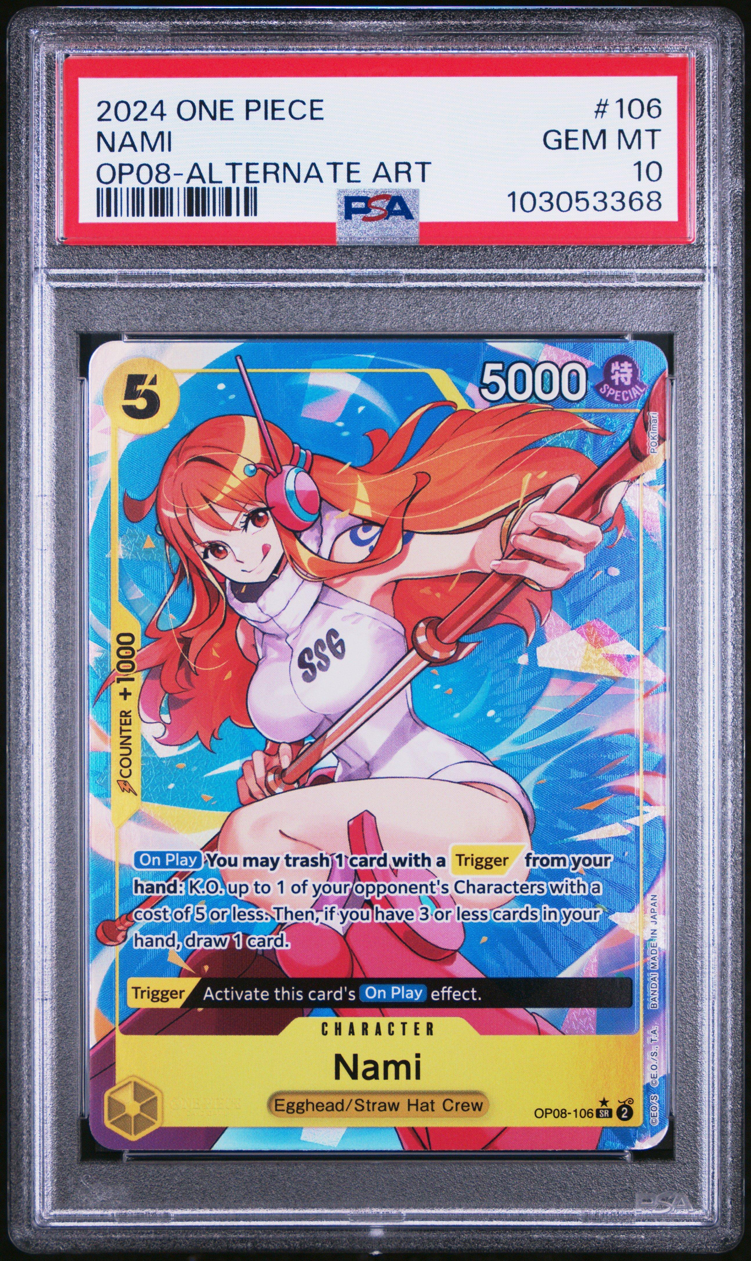 2024 One Piece Op08-two Legends 106 Nami Alternate Art PSA 10
