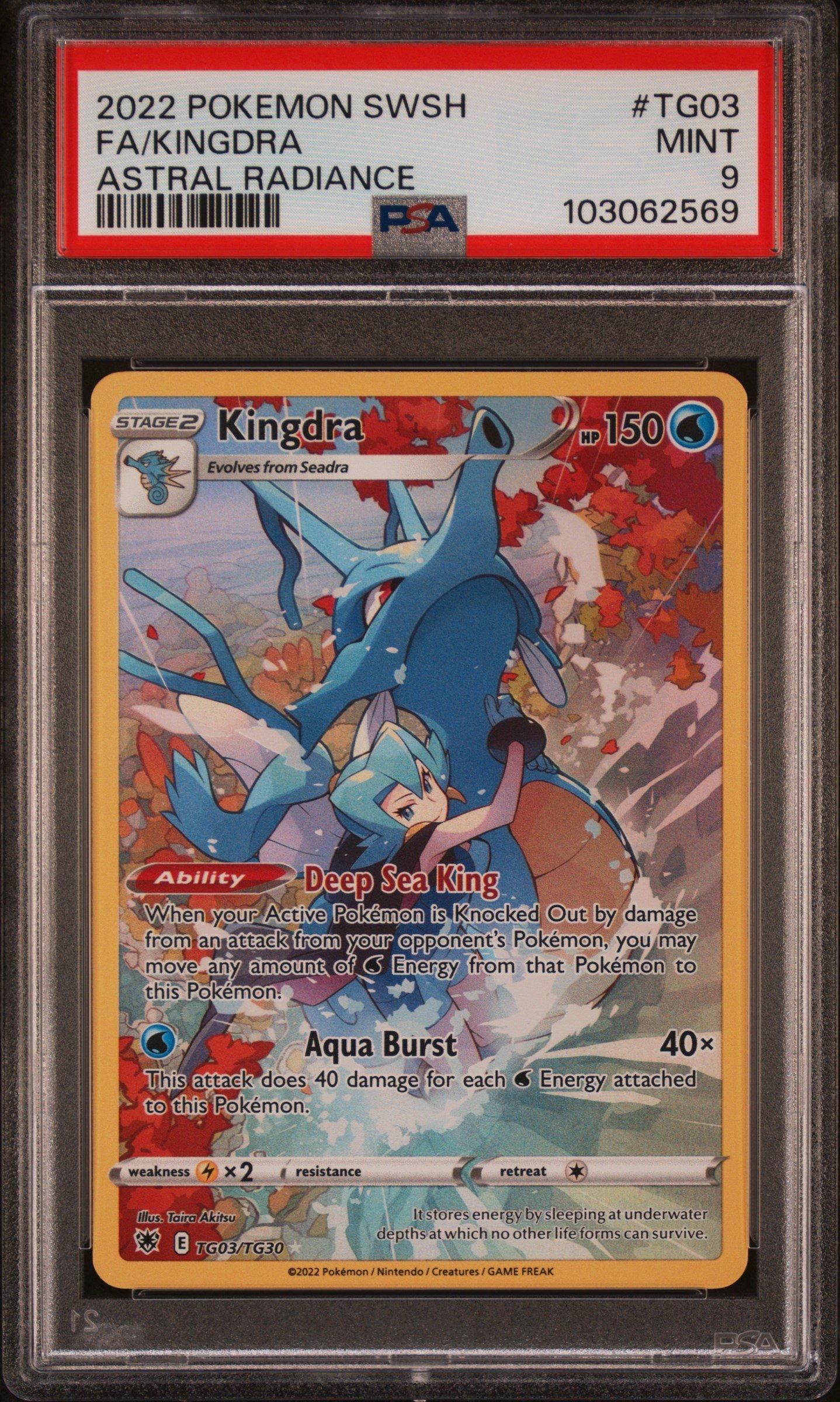 2022 Pokemon Sword & Shield Astral Radiance Tg03 Full Art/kingdra PSA