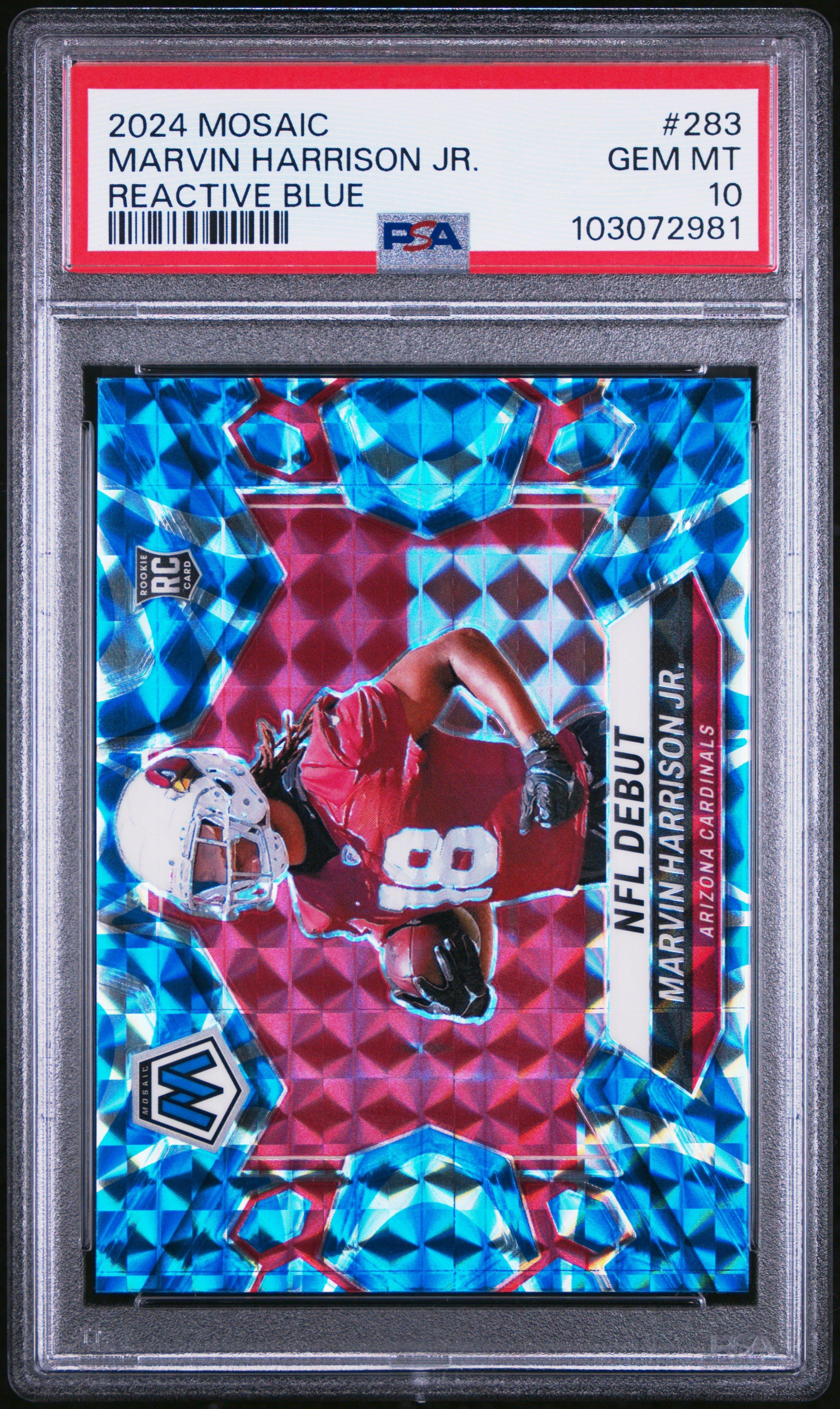 2024 Panini Mosaic 283 Marvin Harrison Jr. Reactive Blue PSA 10