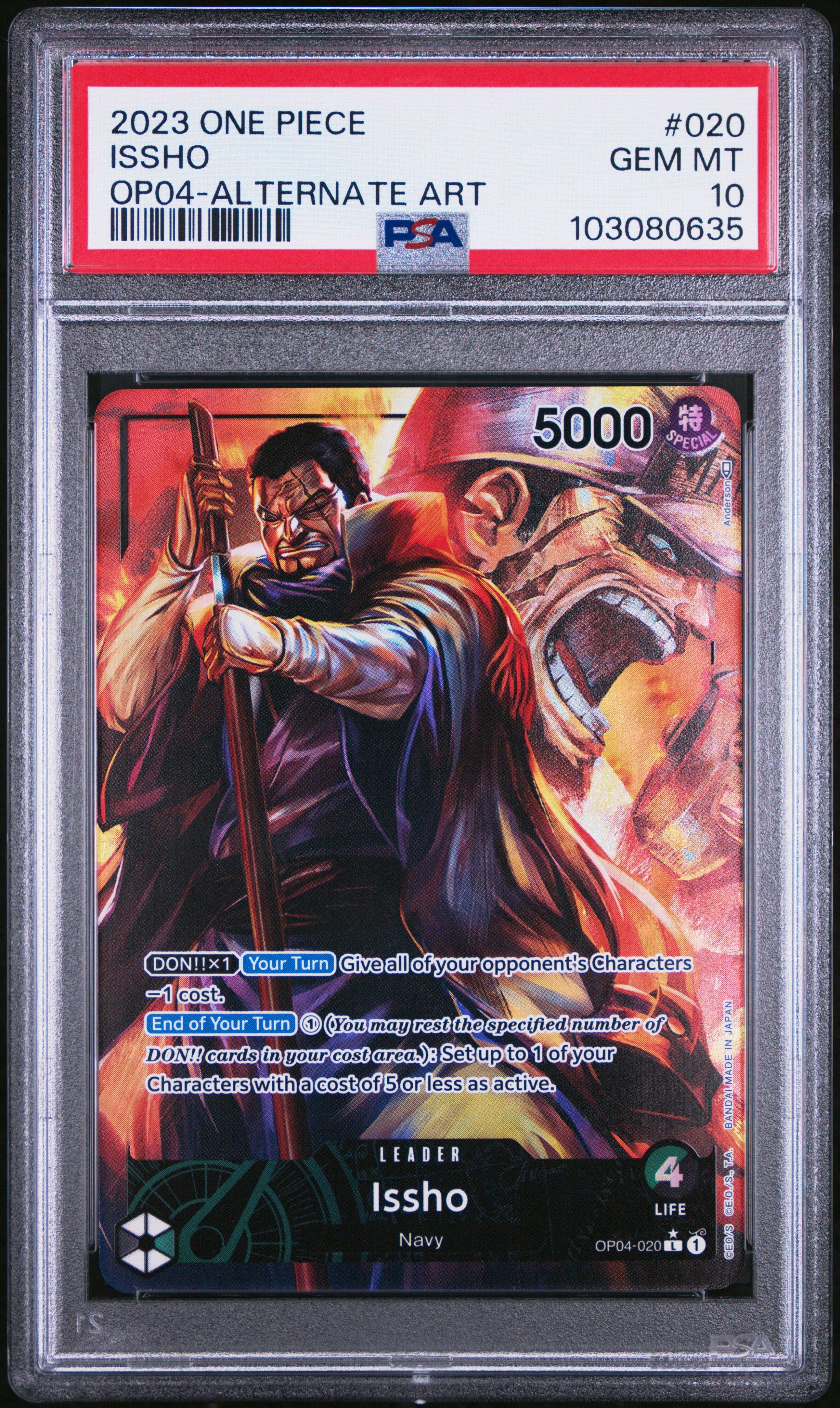 2023 One Piece Op04-kingdoms Of Intrigue 020 Issho Alternate Art PSA 10