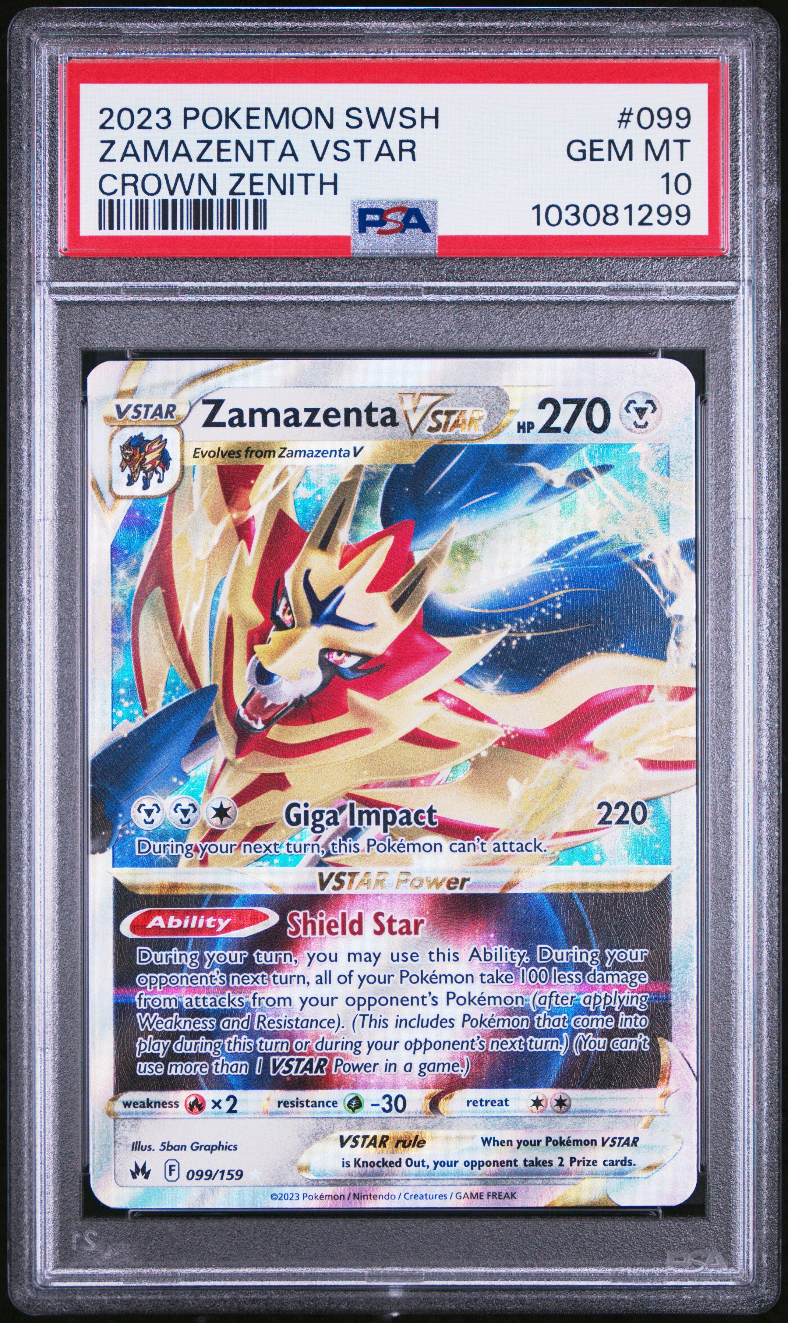 2023 Pokemon Sword And Shield Crown Zenith 099 Zamazenta Vstar PSA