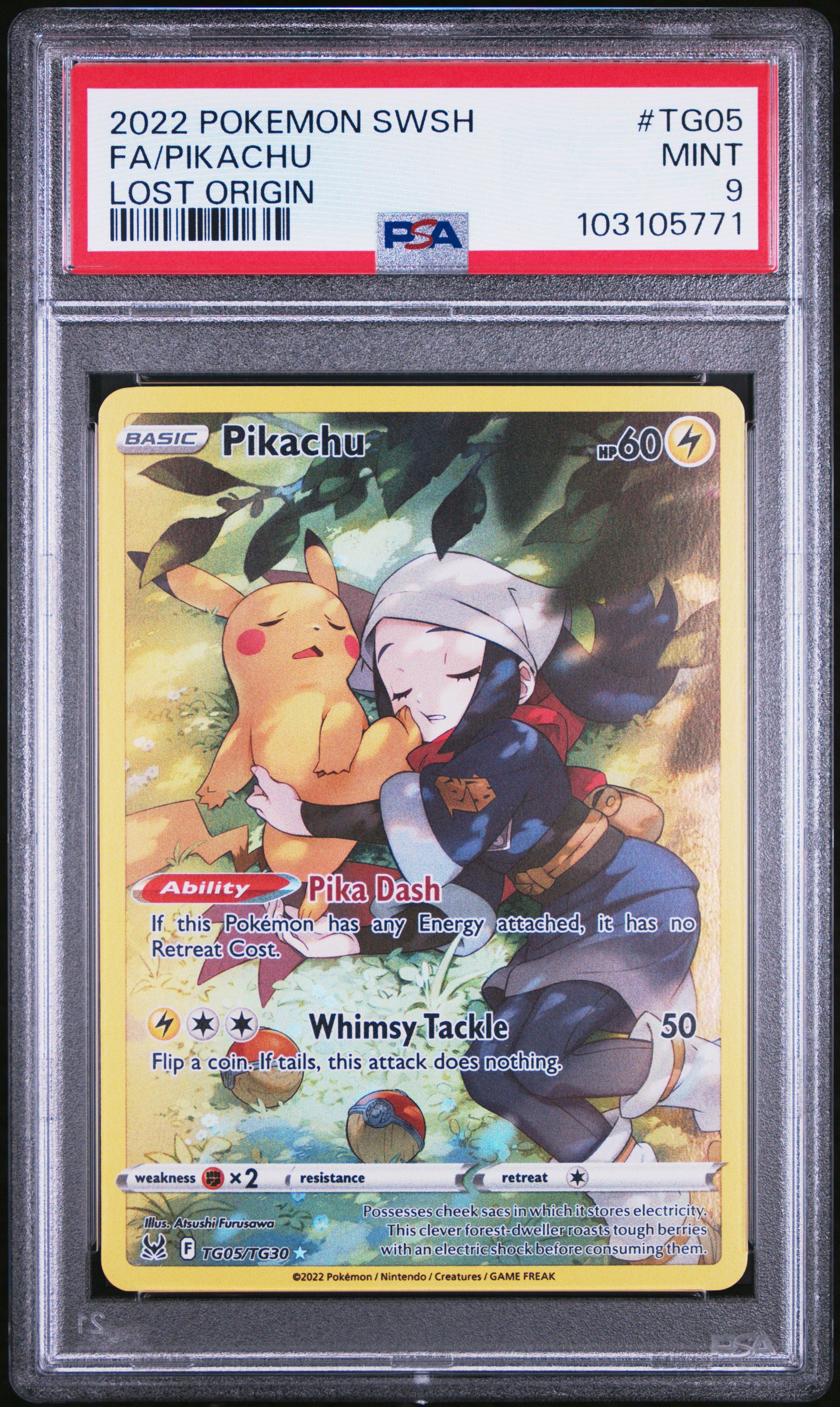 2022 Pokemon Sword & Shield Lost Origin Tg05 Full Art/pikachu PSA