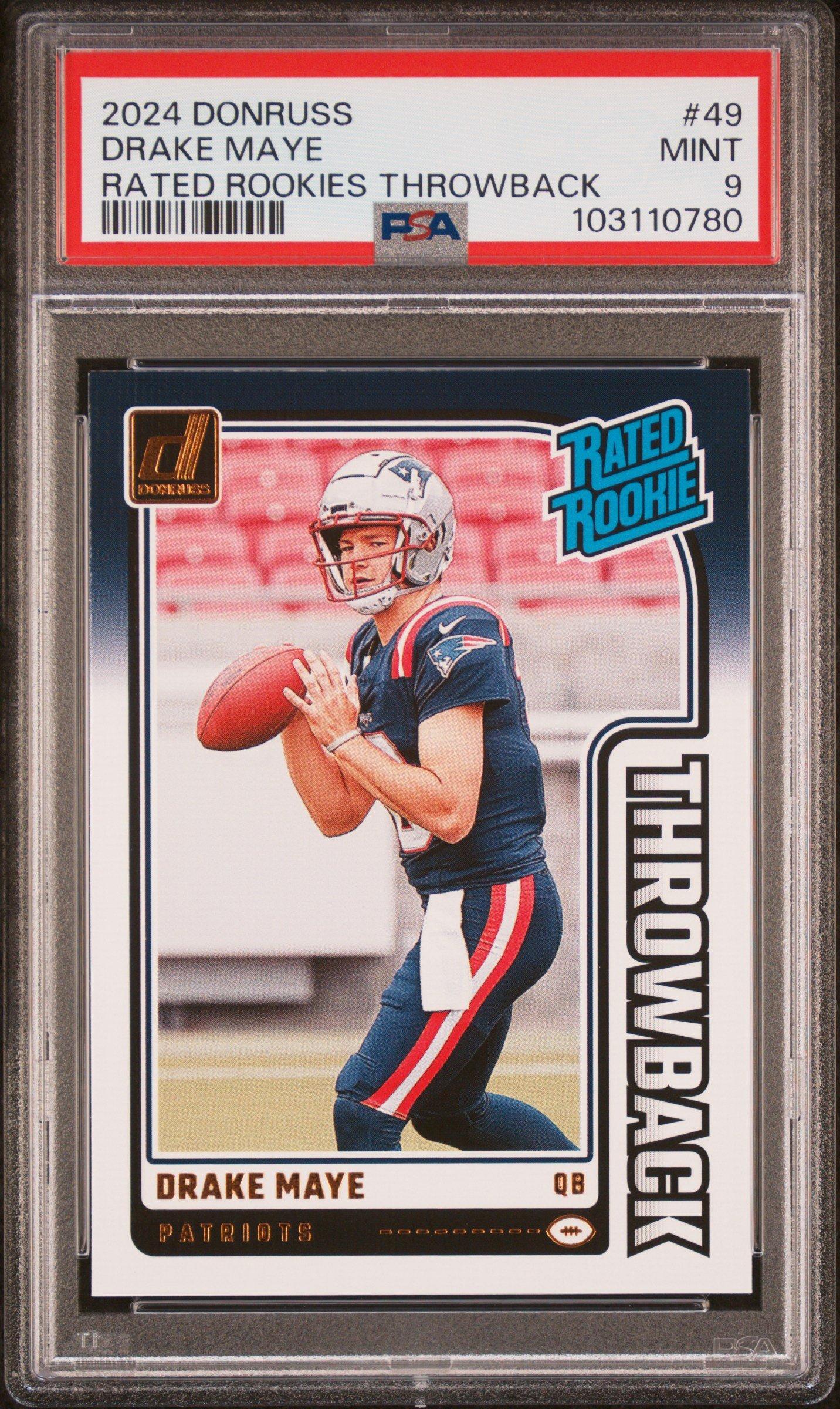 2024 Panini Donruss Rated Rookies Throwback 49 Drake Maye PSA 9