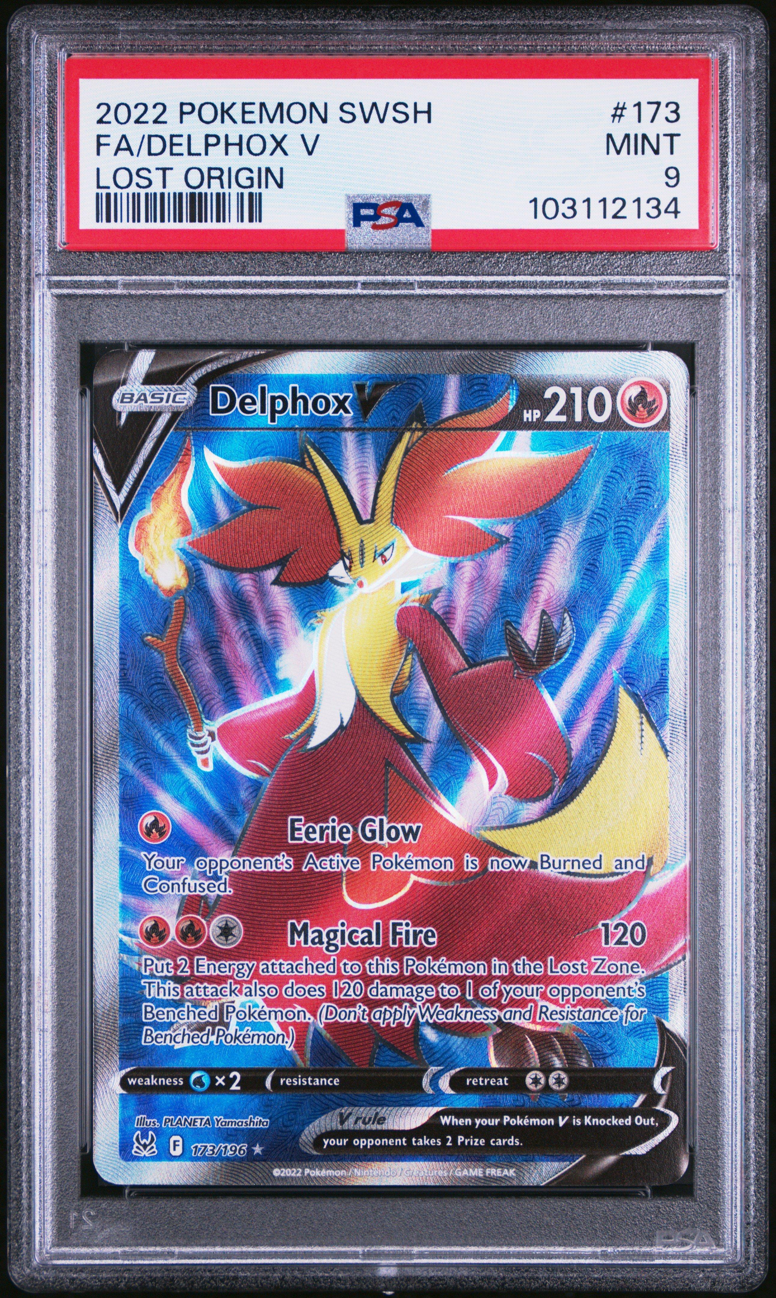 2022 Pokemon Sword & Shield Lost Origin 173 Full Art/delphox V PSA