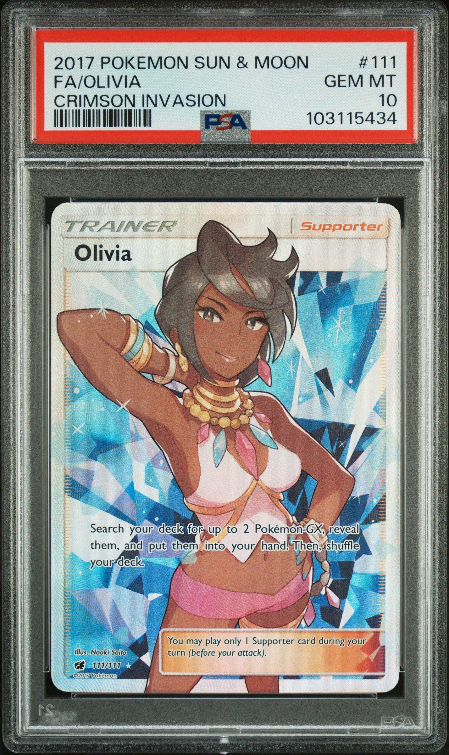 2017 Pokemon Sun & Moon Crimson Invasion 111 Full Art/olivia PSA