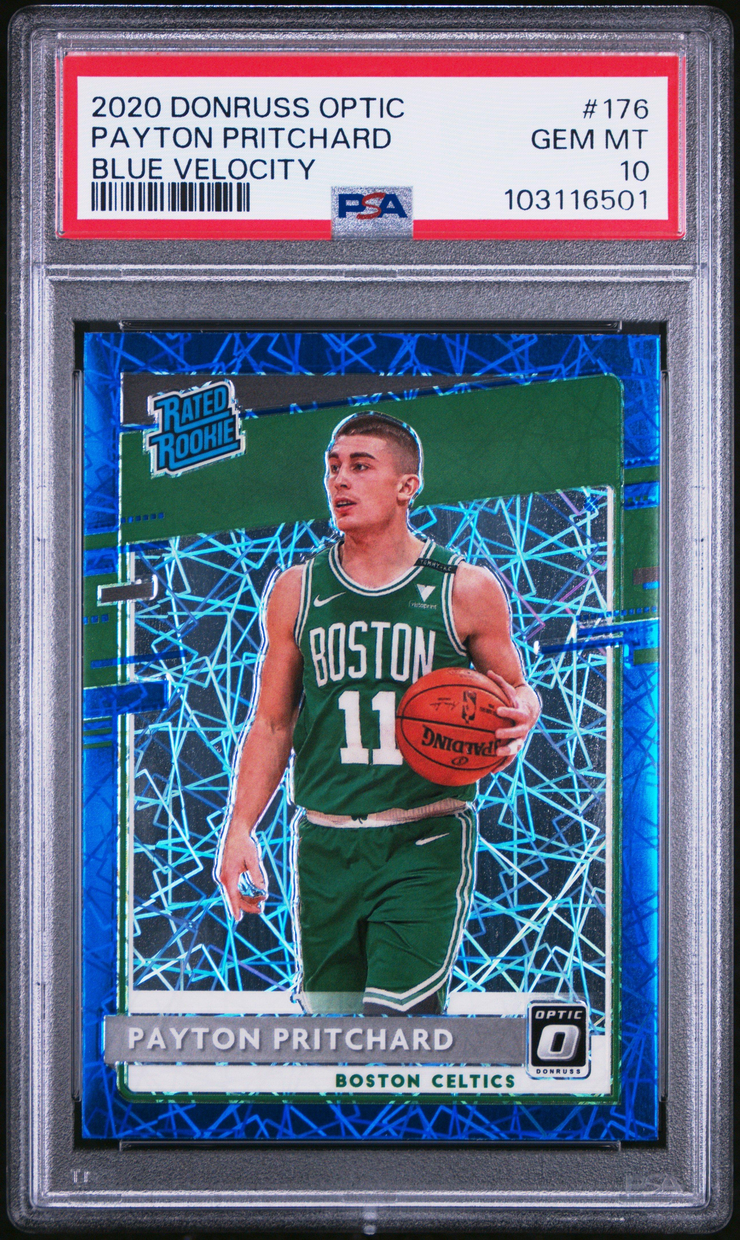 2020 Panini Donruss Optic 176 Payton Pritchard Blue Velocity PSA 10