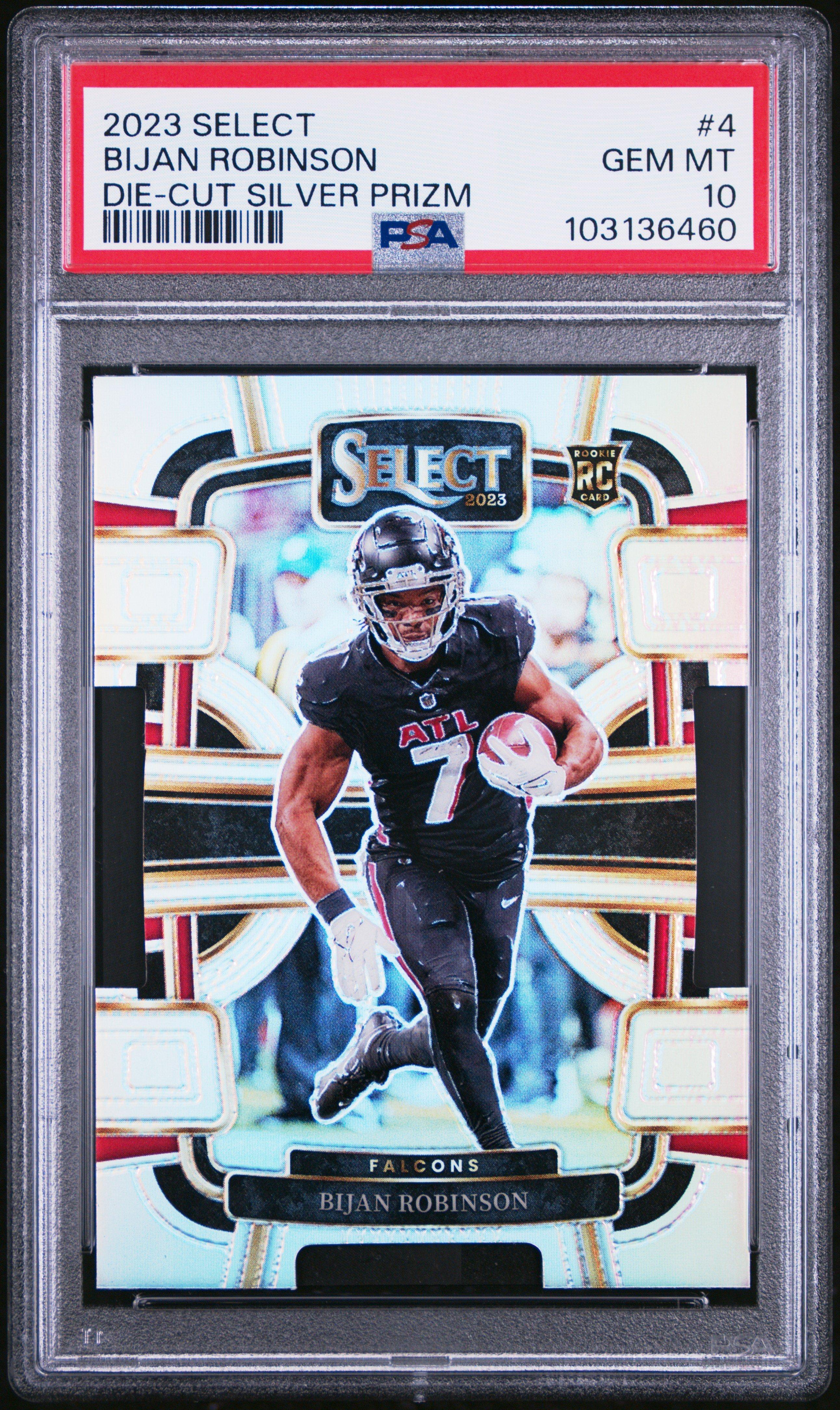2023 Panini Select 4 Bijan Robinson Die-cut Silver Prizm PSA 10