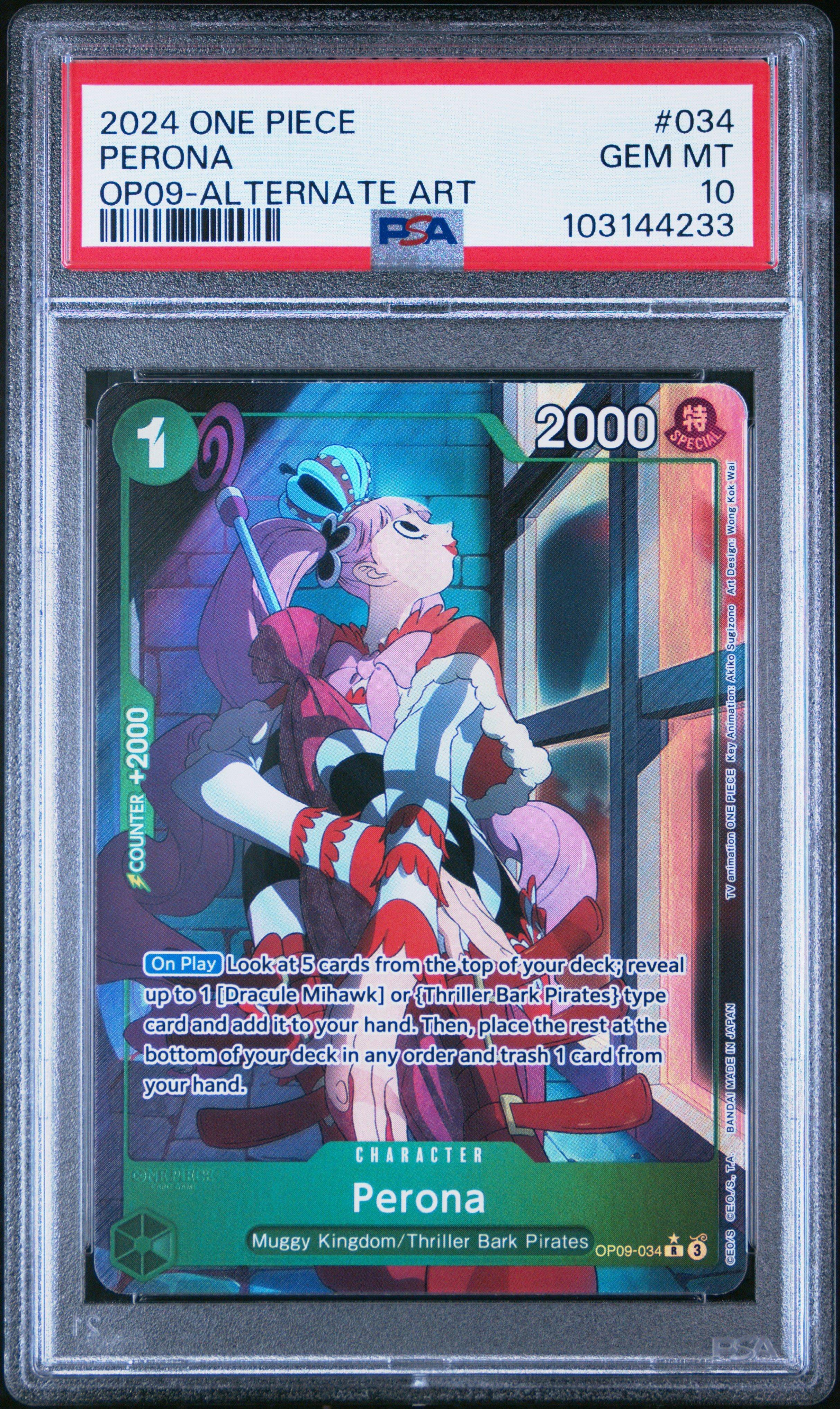 2024 One Piece Op09-emperors In The New World 034 Perona Alternate Art PSA 10