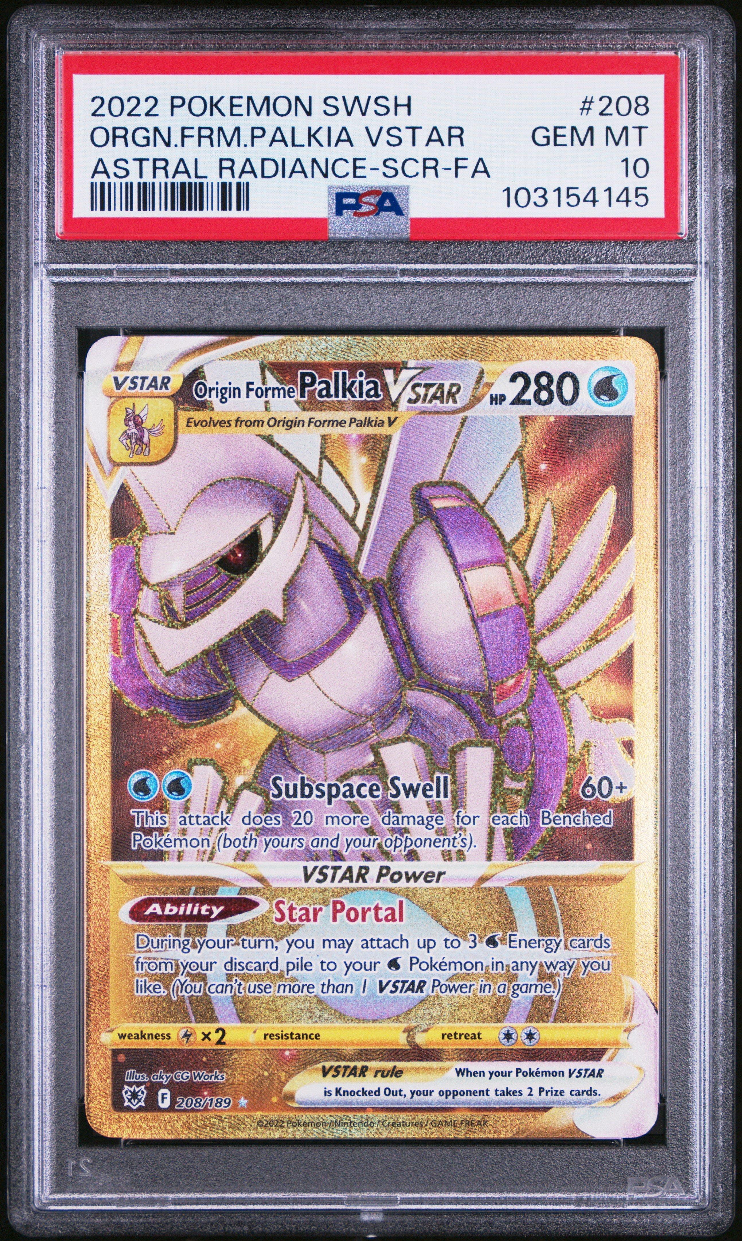 2022 Pokemon Sword & Shield Astral Radiance Full Art/origin Forme Palkia Vstar Secret PSA