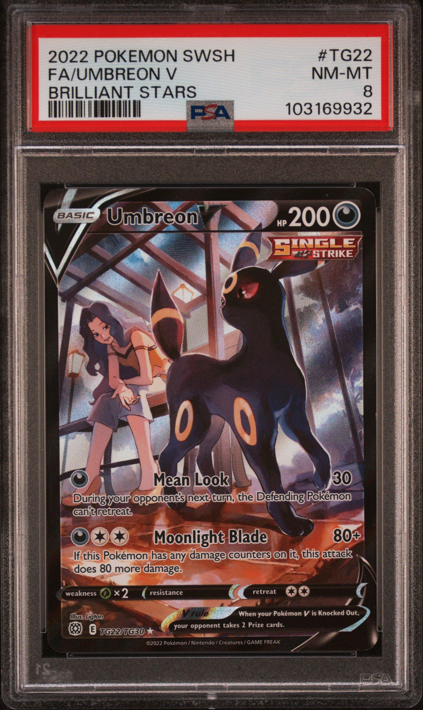 umbreon v pokemon card price 2022 Sword & Shield Brilliant Stars Tg22 Full Art/umbreon PSA 8 Graded Perfect for collectors Pokemon TCG Umbreon V SWSH
