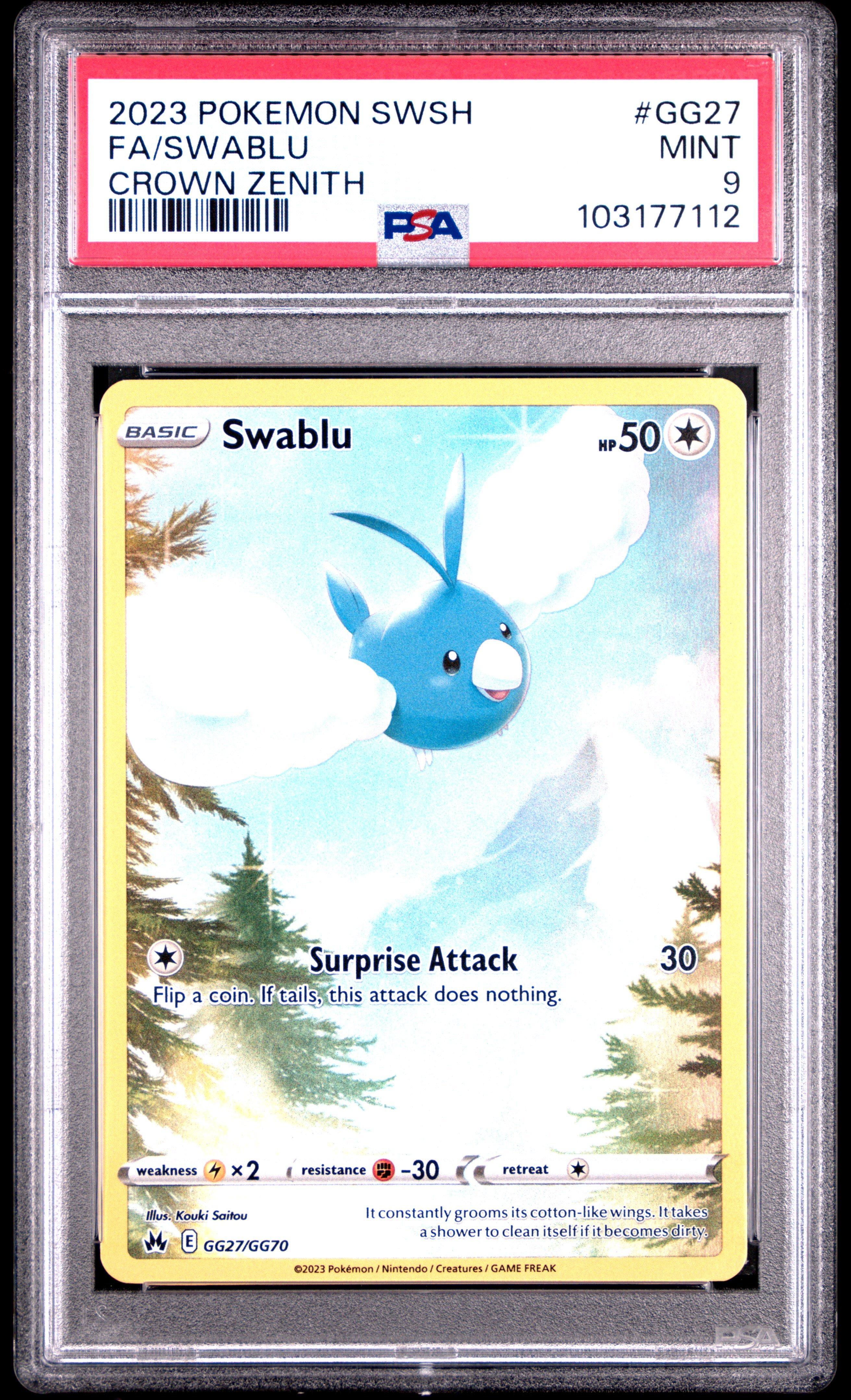 2023 Pokemon Sword And Shield Crown Zenith Gg27 Full Art/swablu