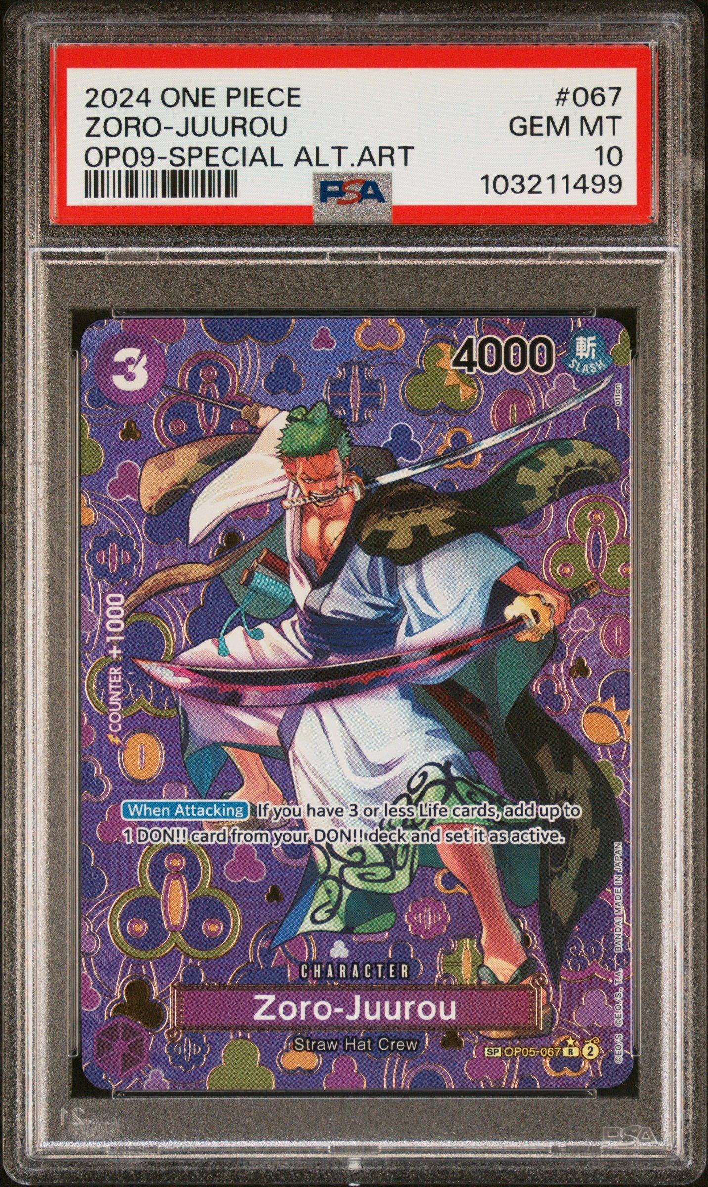 2024 One Piece Op09-emperors In The New World 067 Zoro-juurou Special Alternate Art PSA 10