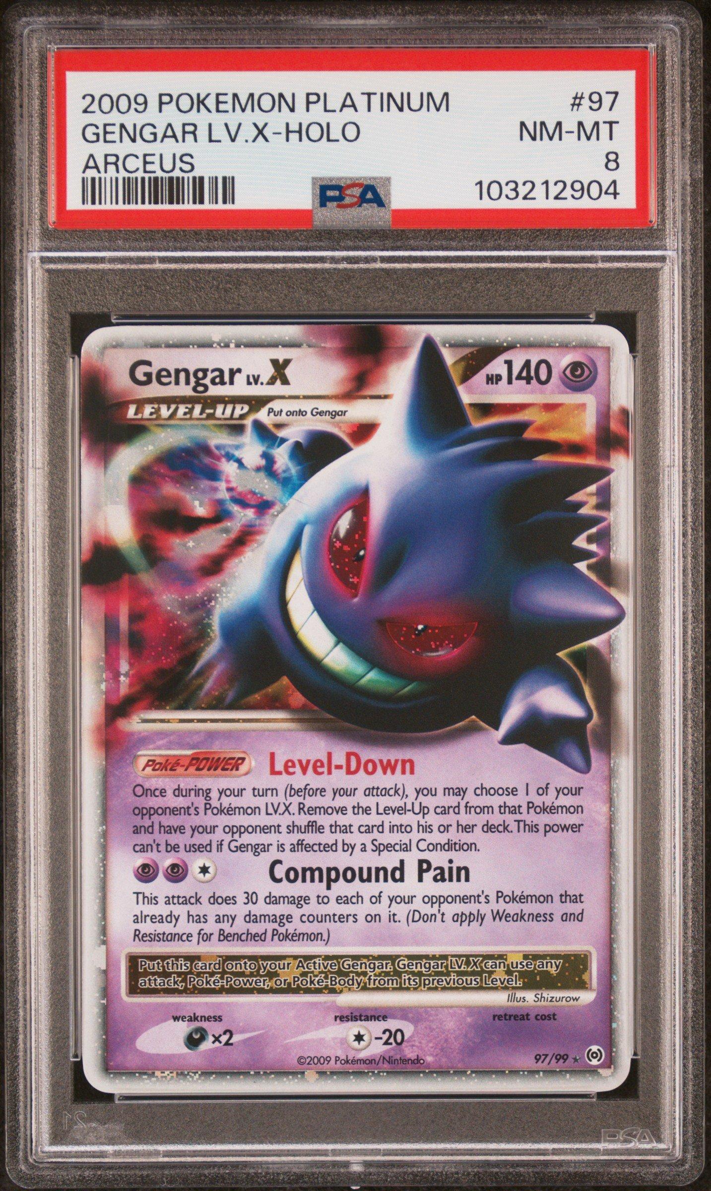 2009 Pokemon Platinum Arceus 97 Gengar Lv.x-holo PSA 8 Graded Card