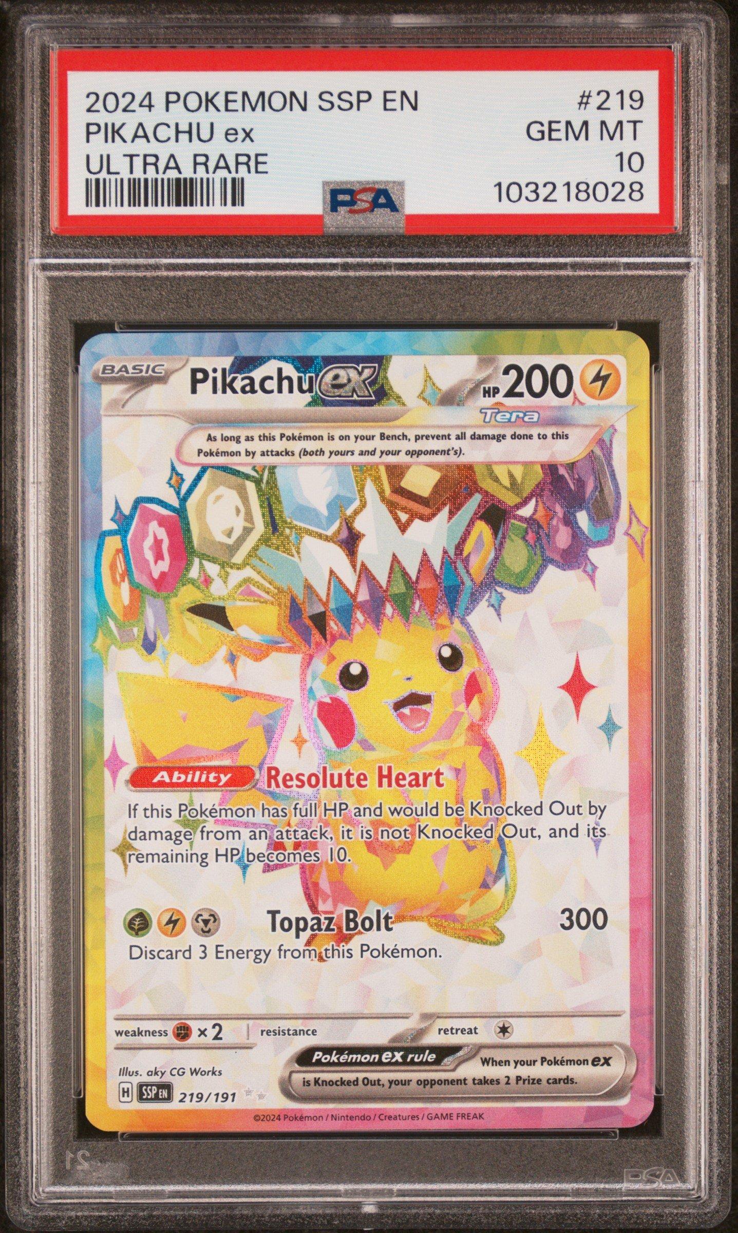 2024 Pokemon Ssp En-surging Sparks 219 Pikachu Ex Ultra Rare PSA
