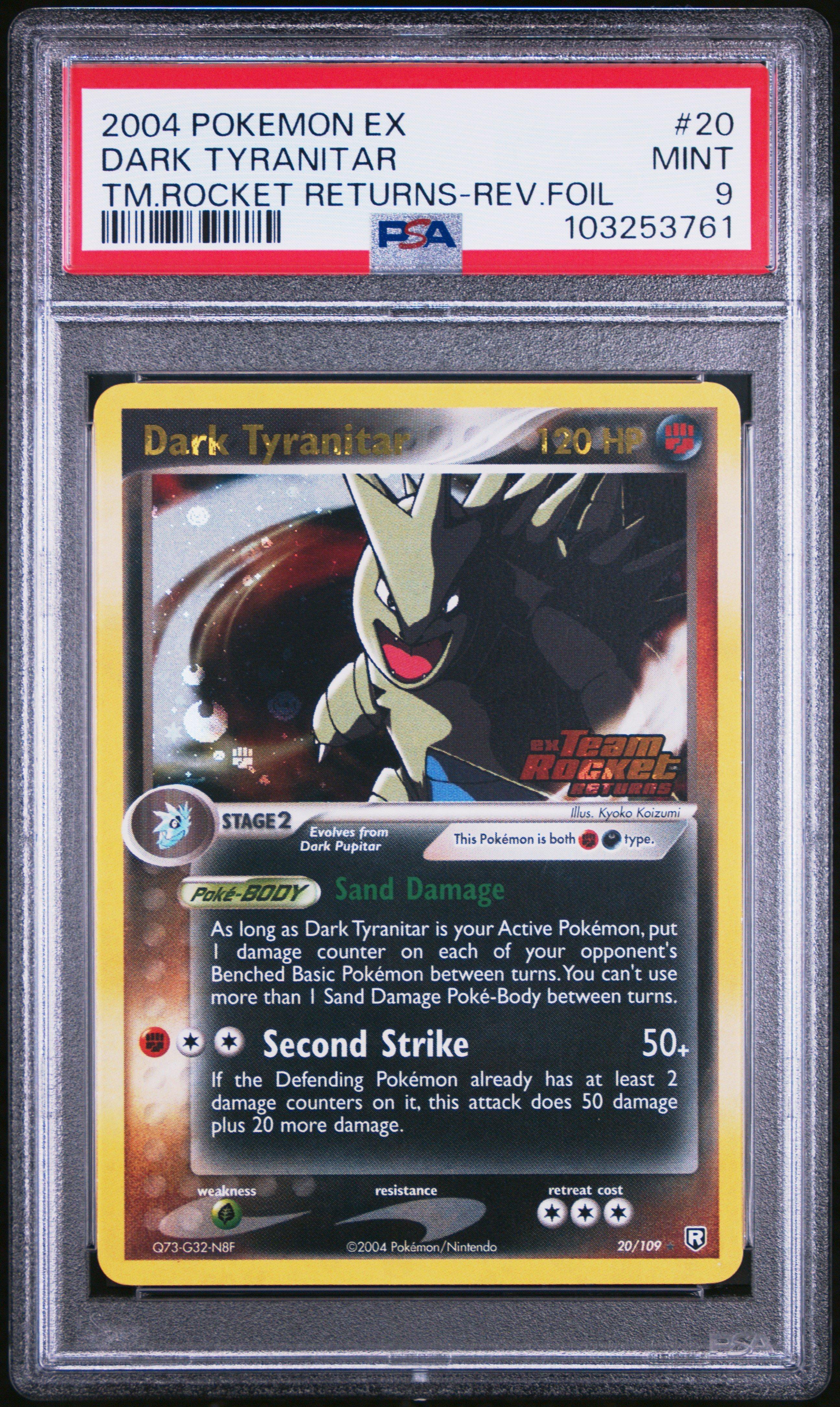 2004 Pokemon Ex Team Rocket Returns 20 Dark Tyranitar-reverse Foil PSA