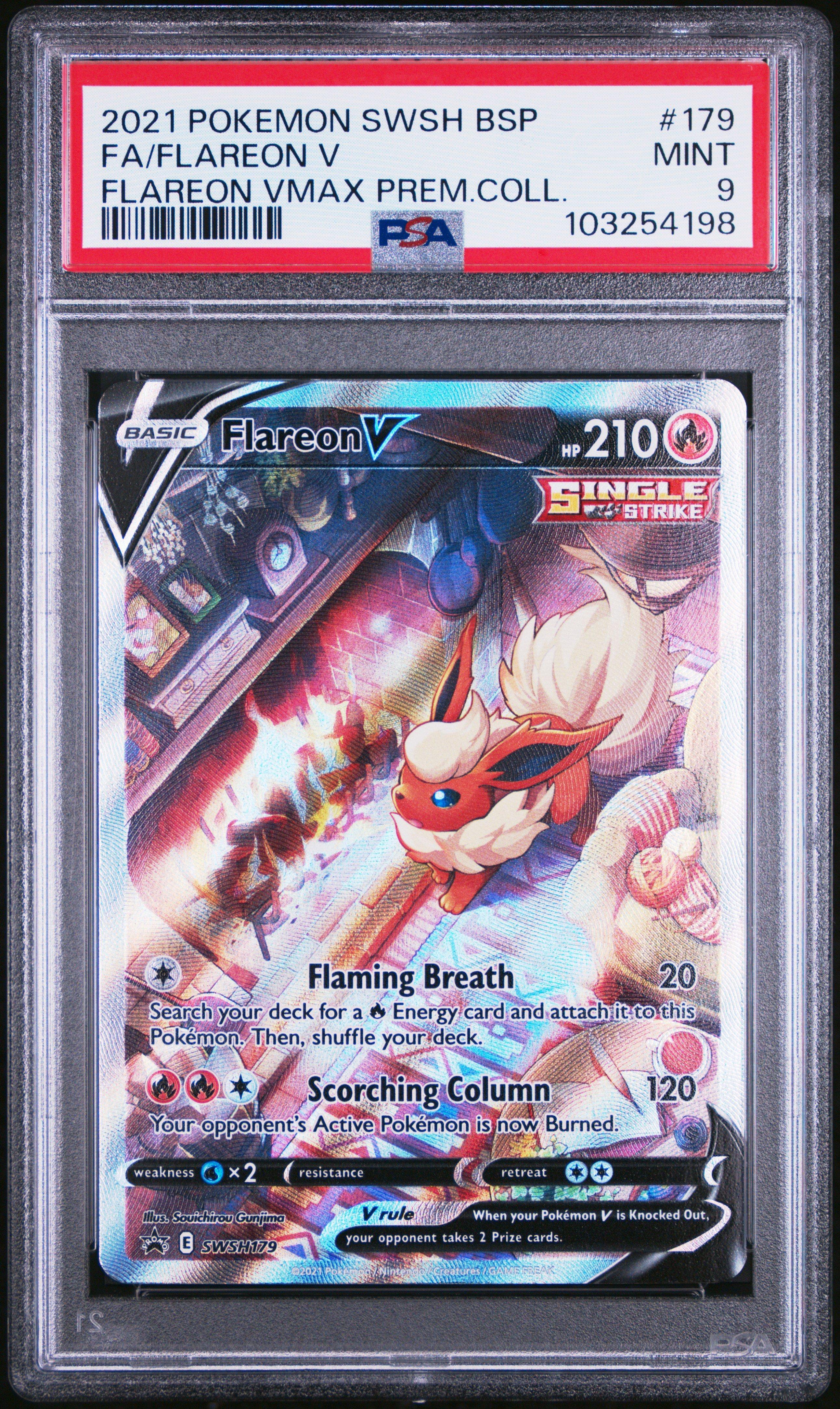 2021 Pokemon Swsh Black Star Promo 179 Full Art/flareon V Flareon Vmax Premium Collection PSA