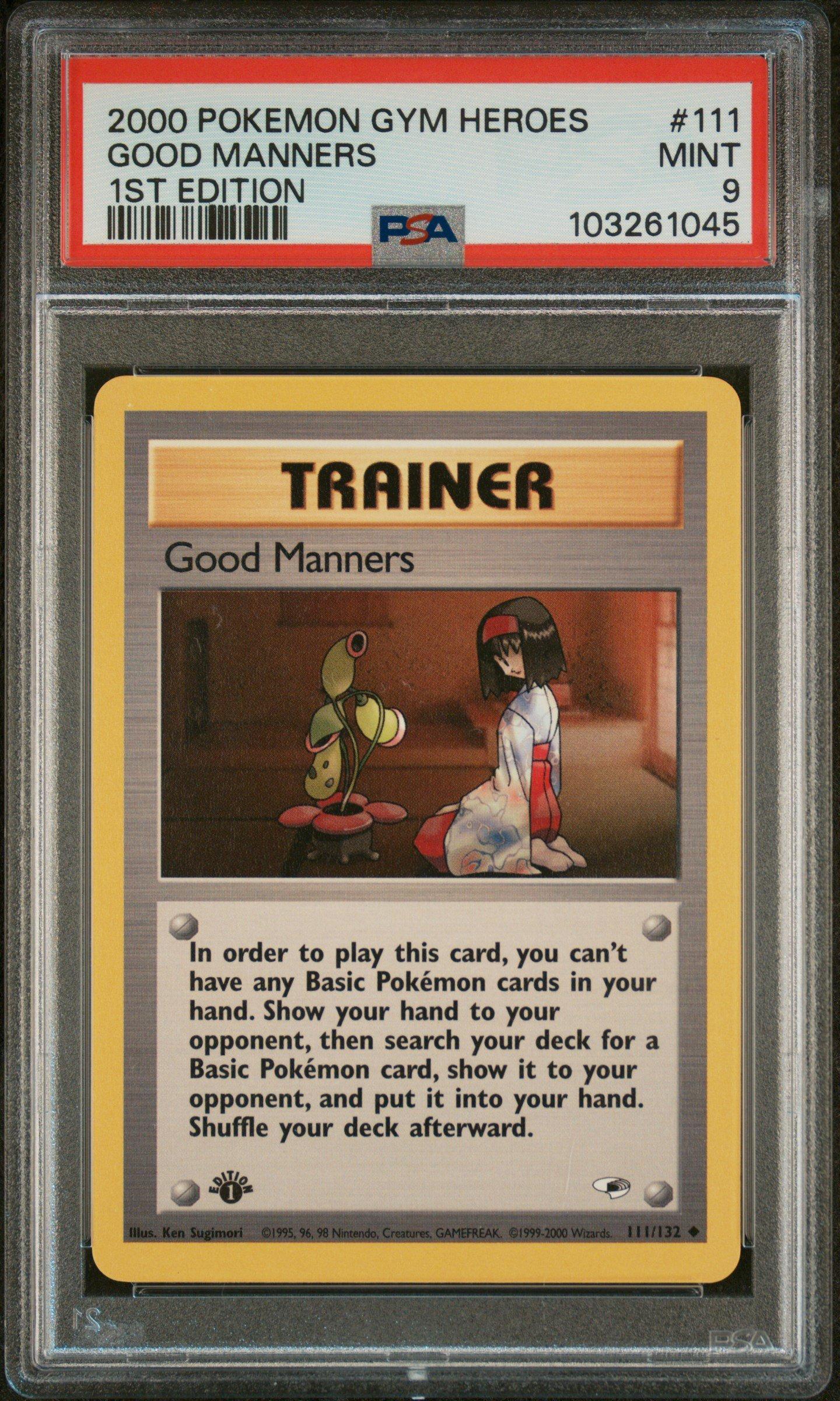 2000 Pokemon Gym Heroes 111 Good Manners 1st Edition PSA 9