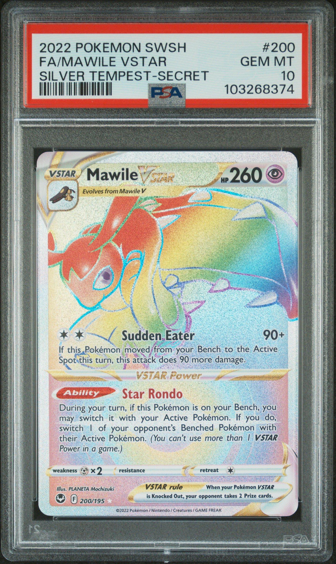 2022 Pokemon Sword & Shield Silver Tempest 200 Full Art/mawile Vstar Secret PSA