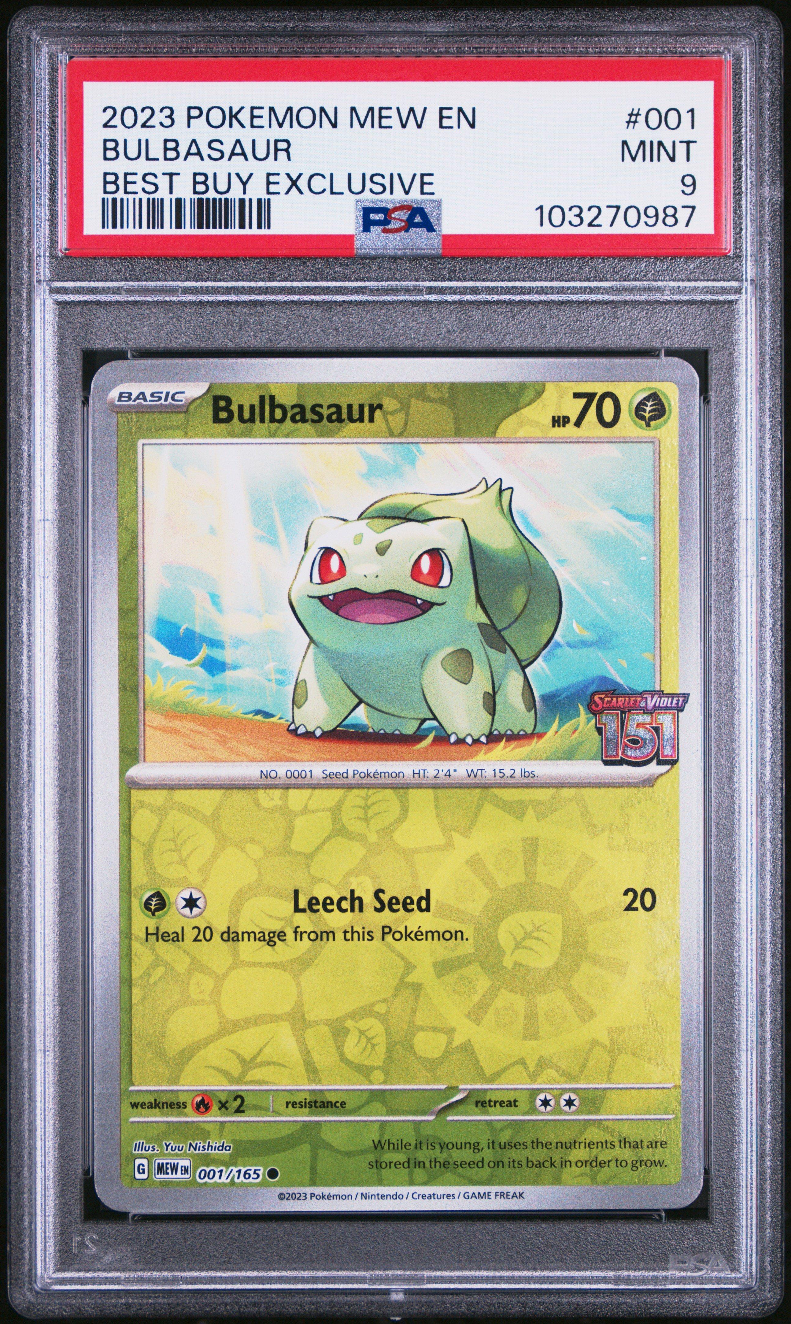 2023 Pokemon Mew En-151 001 Bulbasaur Best Buy Exclusive PSA