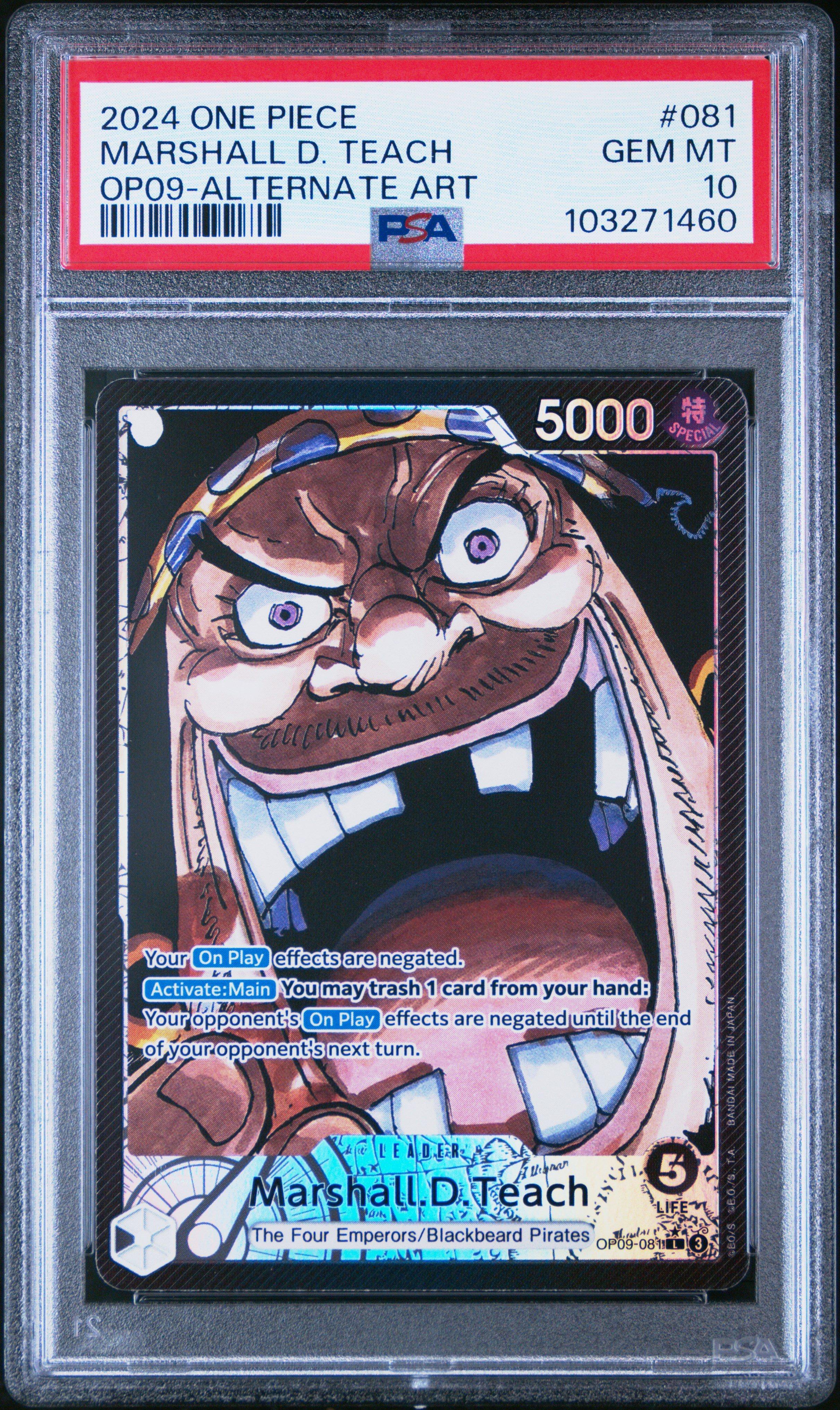 2024 One Piece Op09-emperors In The New World Marshall D. Teach Alternate Art PSA 10