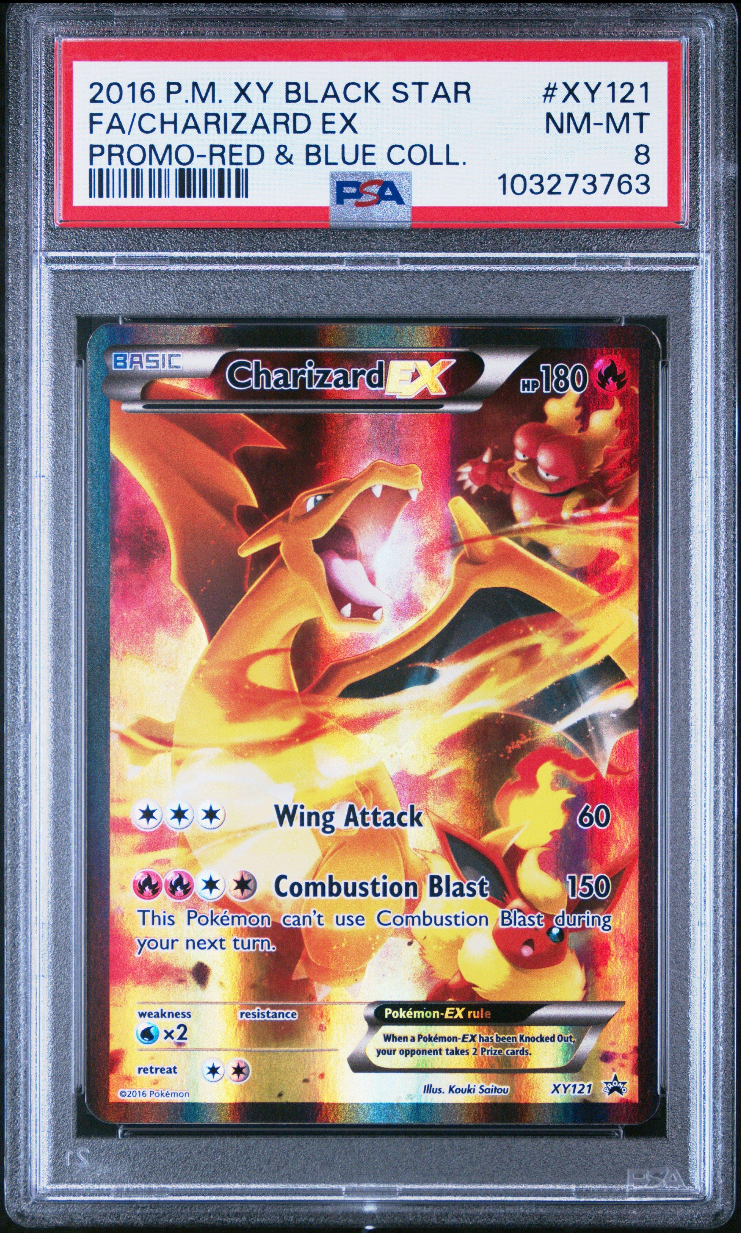 2016 Pokemon Xy Black Star Promo Xy121 Full Art/charizard Ex Red & Blue Collection PSA