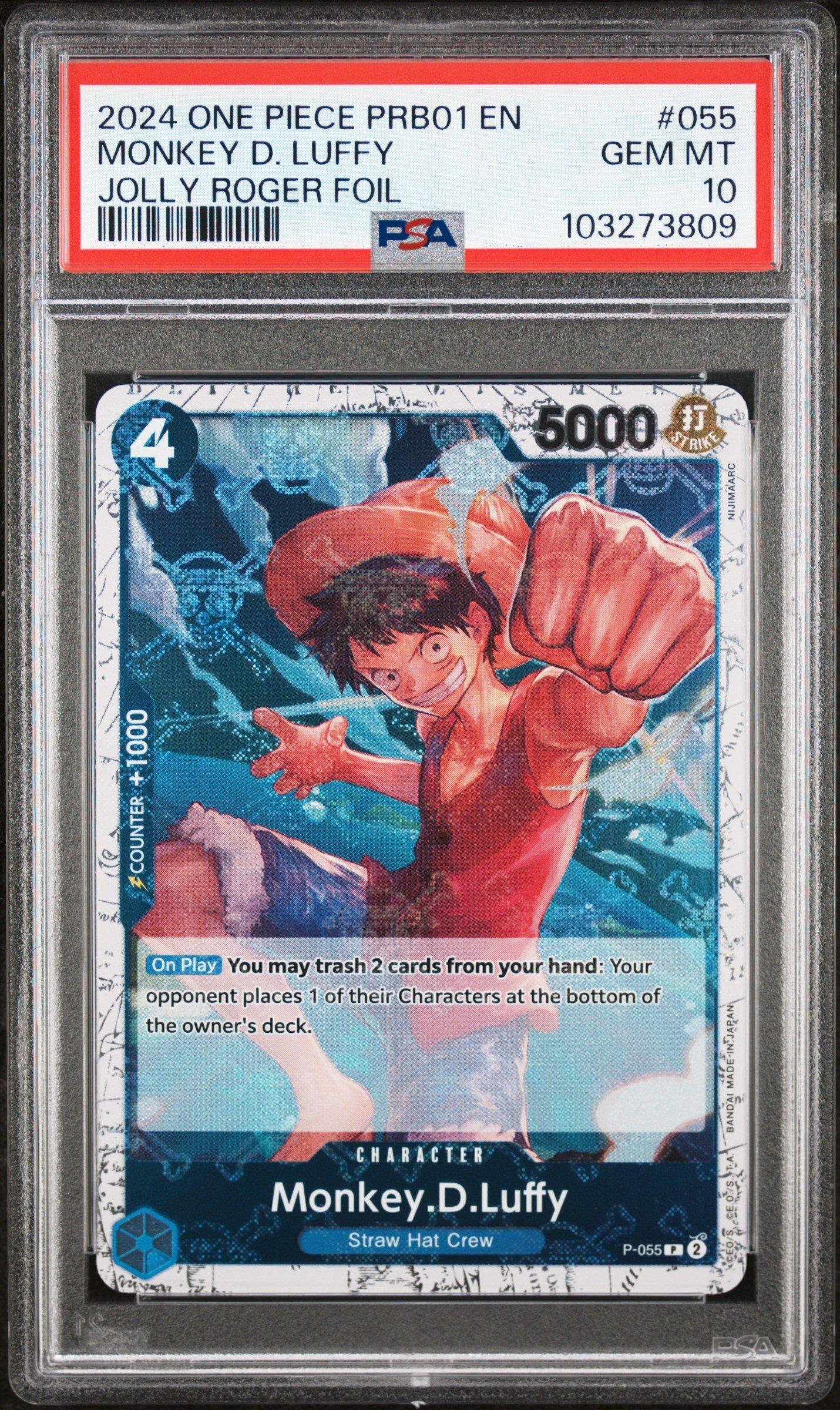 2024 One Piece Prb01-premium Booster -one Piece Card The Best- 055 Monkey D. Luffy Jolly Roger Foil PSA 10