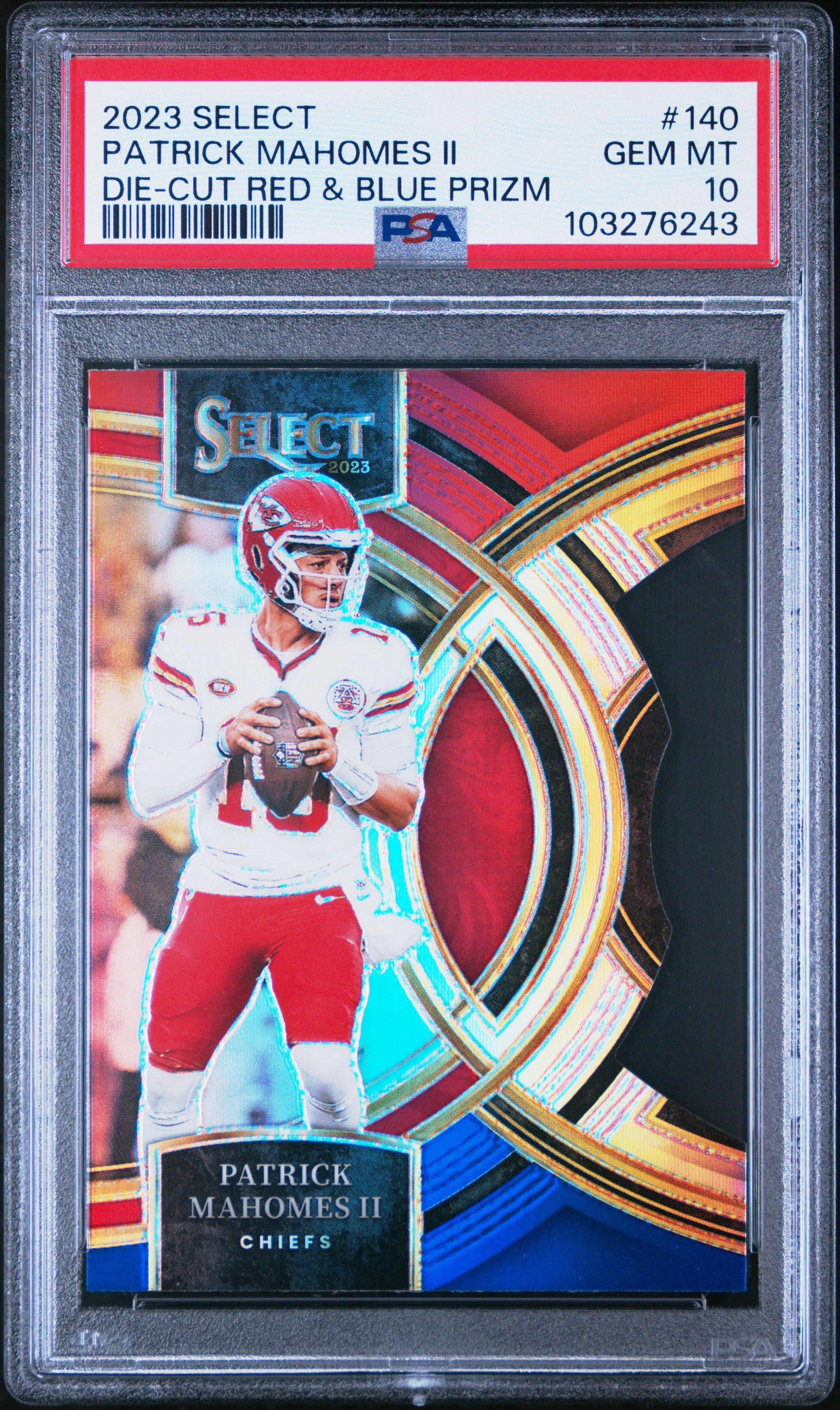 2023 Panini Select 140 Patrick Mahomes Ii Die-cut Red & Blue Prizm PSA 10