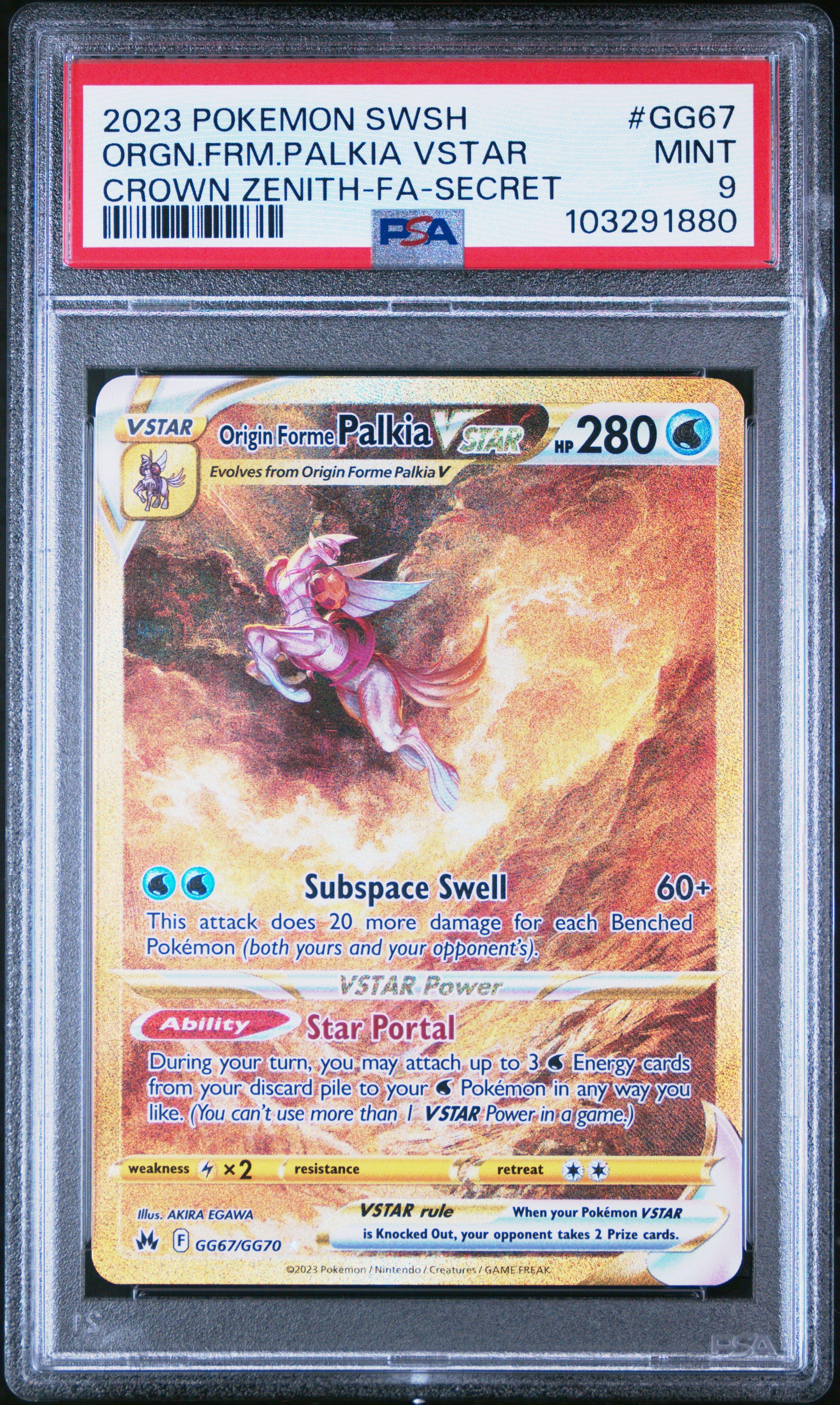 2023 Pokemon Sword And Shield Crown Zenith Gg67 Full Art/origin Forme Palkia Vstar Secret PSA