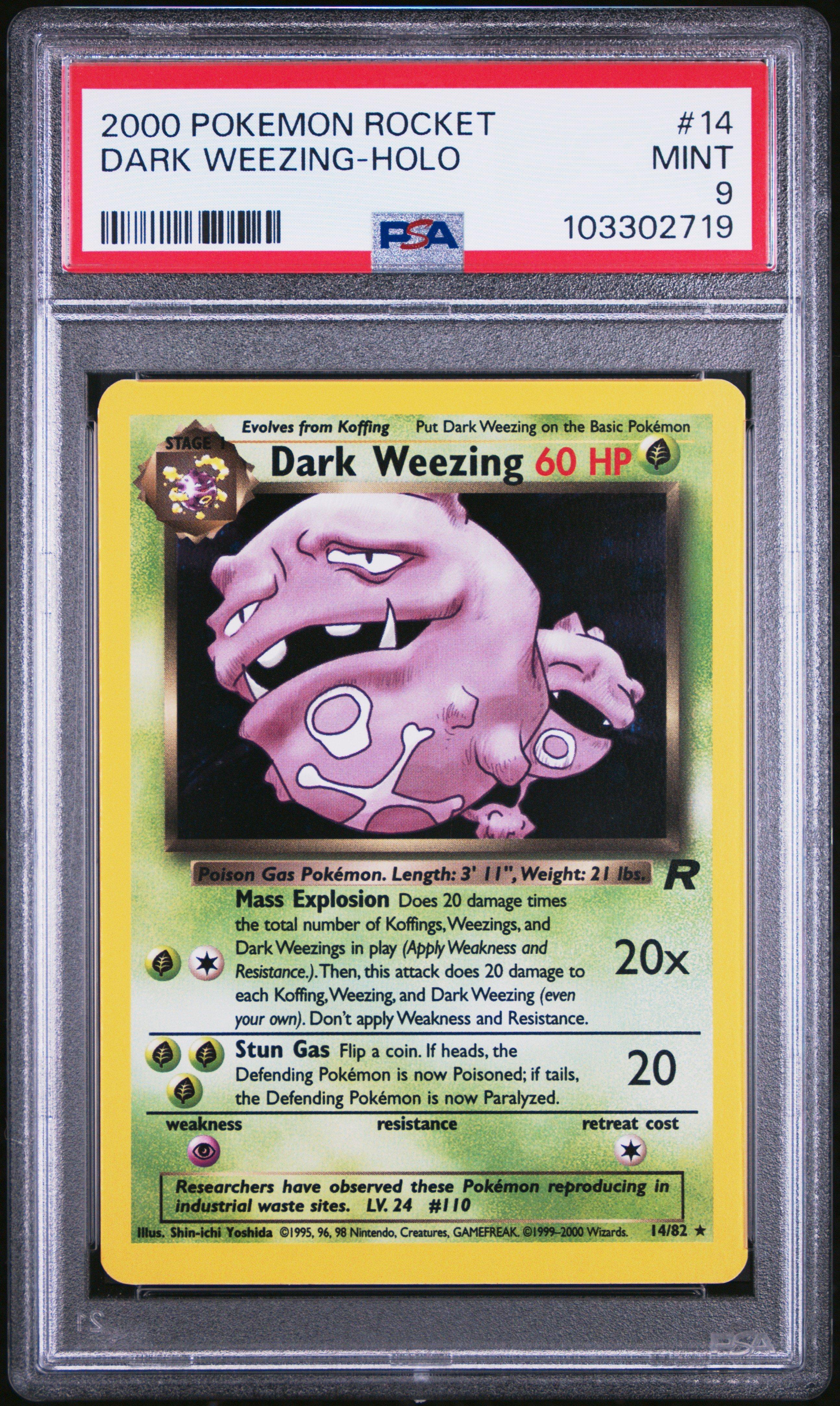 2000 Pokemon Rocket 14 Dark Weezing-holo PSA