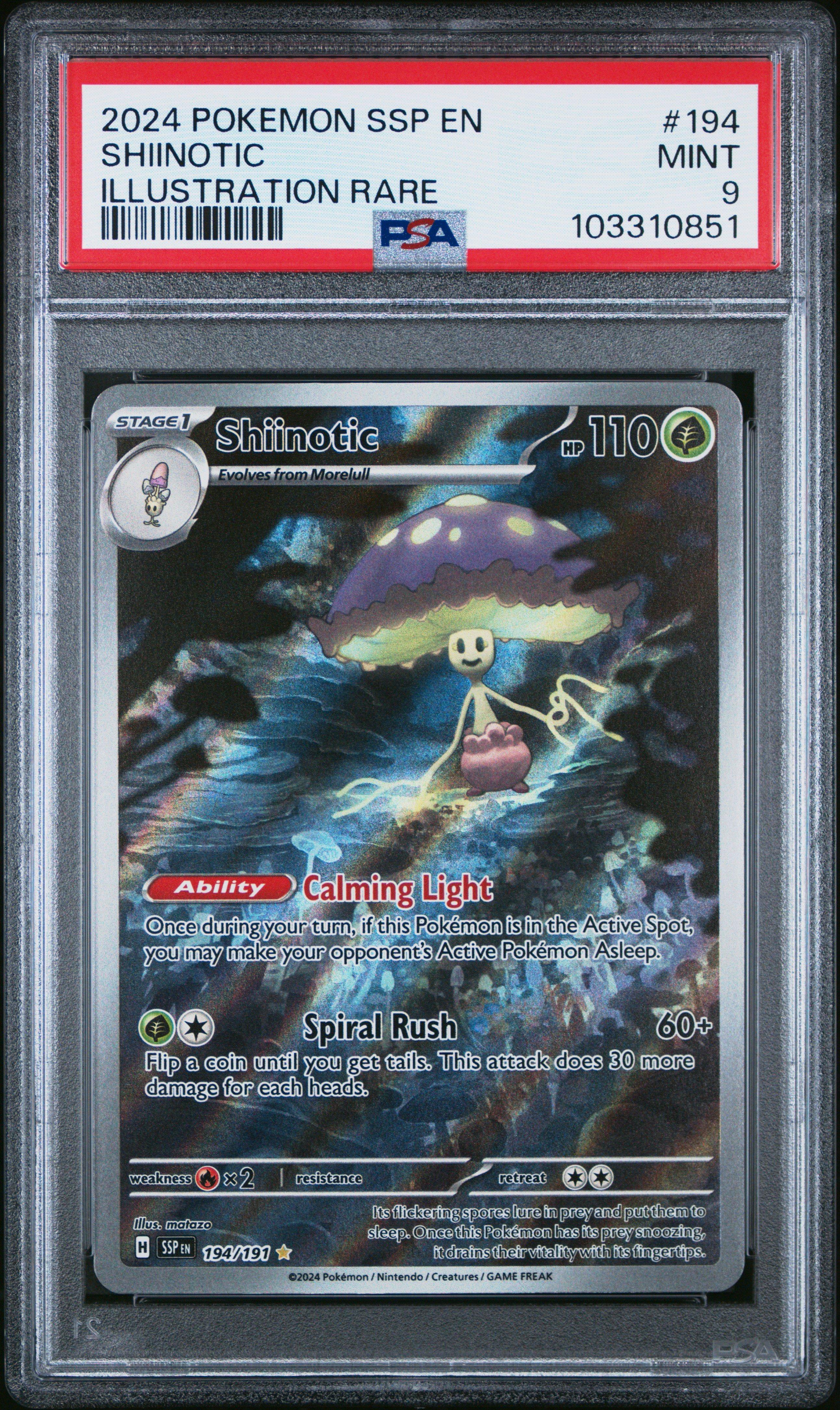 2024 Pokemon Ssp En-surging Sparks 194 Shiinotic Illustration Rare PSA